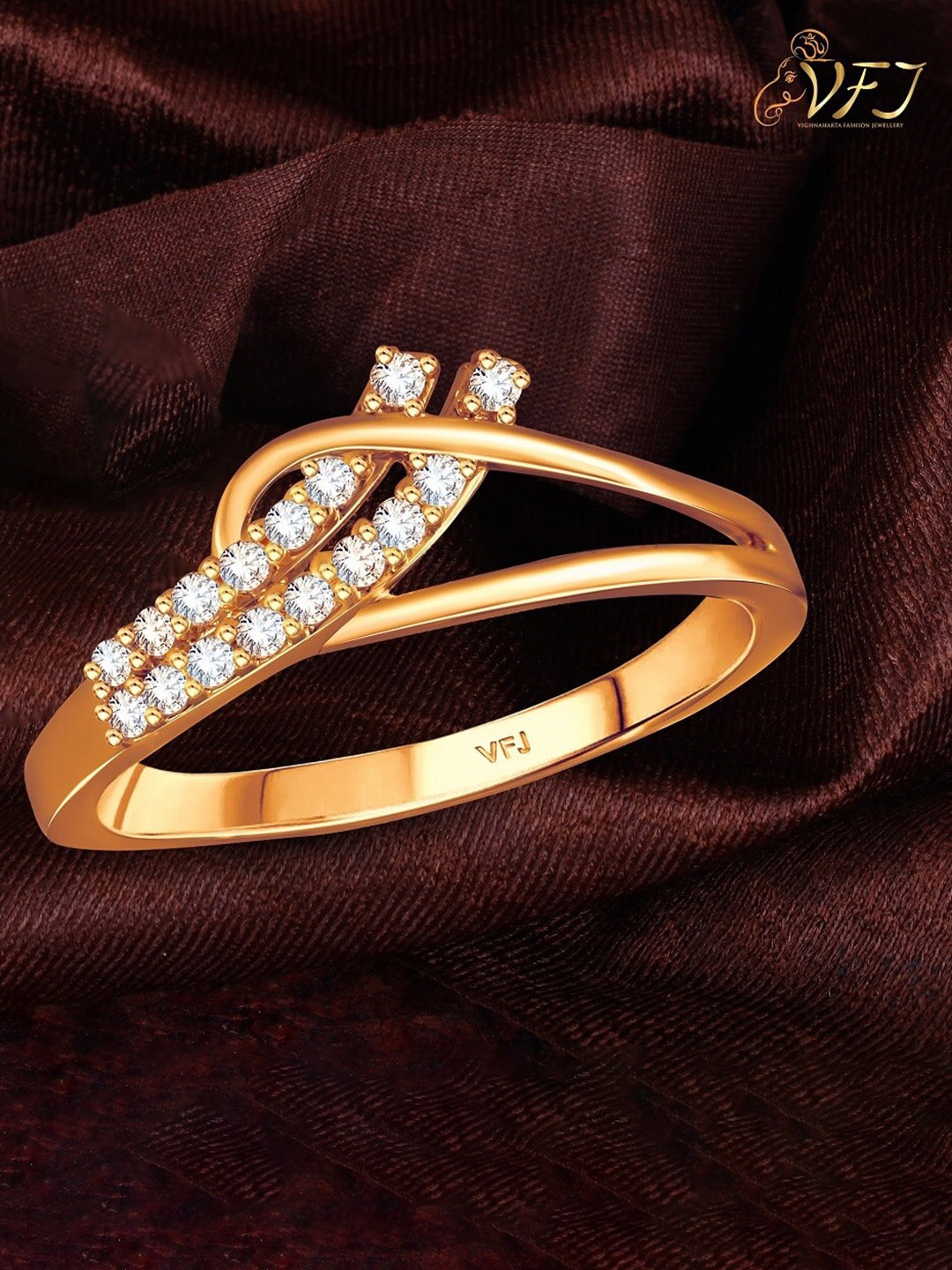 

Vighnaharta Gold Plated Stone Studded Finger Ring