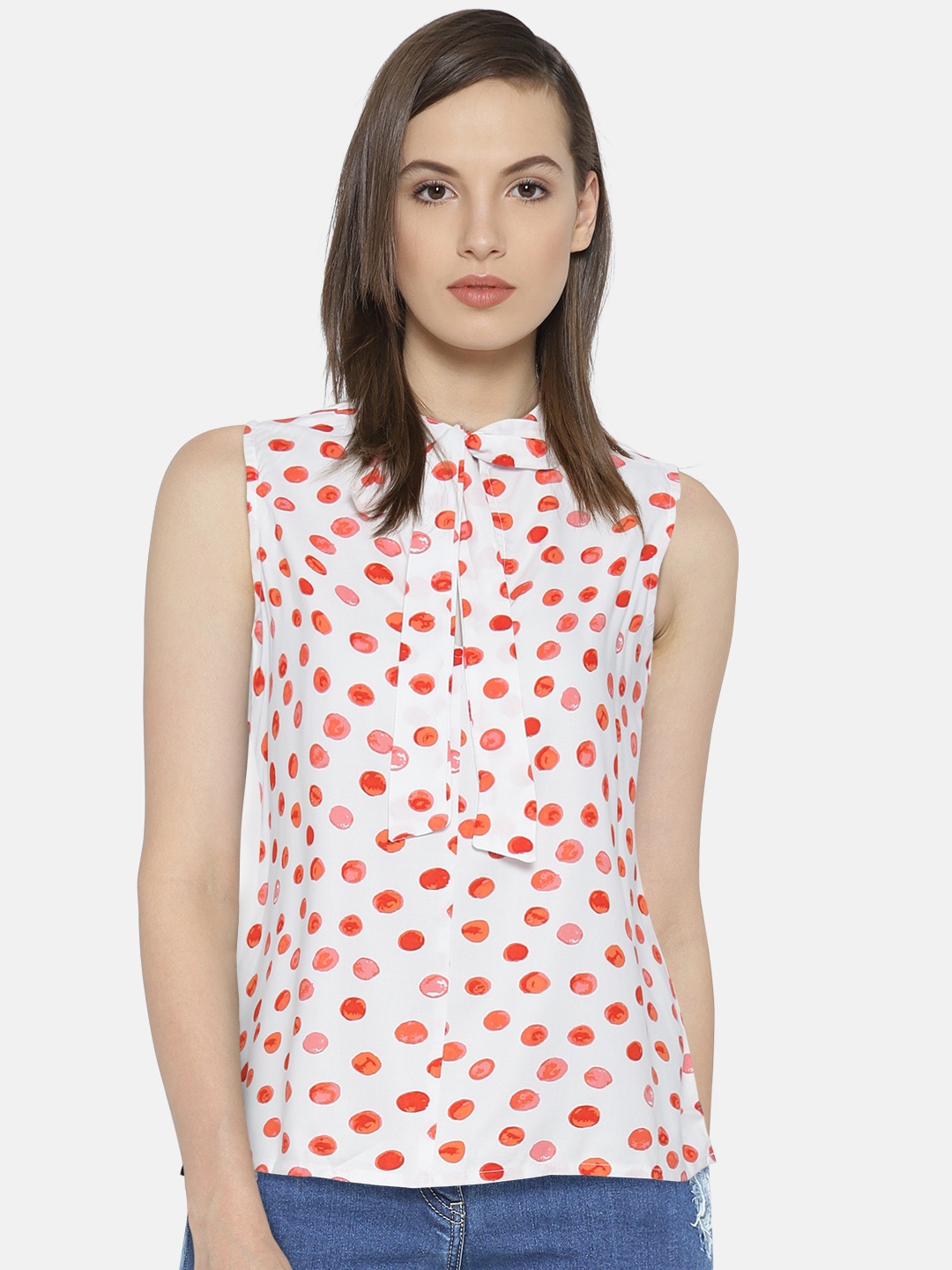 

Pepe Jeans Women White & Red Printed A-Line Top