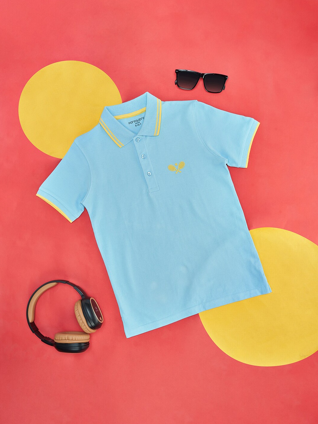 

Pantaloons Junior Boys Polo Collar Cotton T-shirt, Turquoise blue