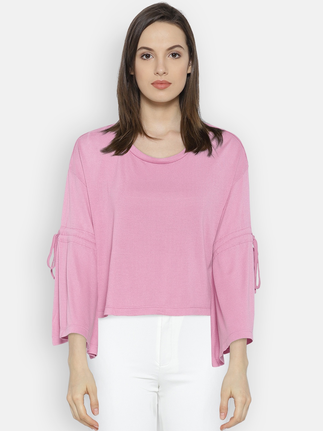

Pepe Jeans Women Pink Solid Boxy Top