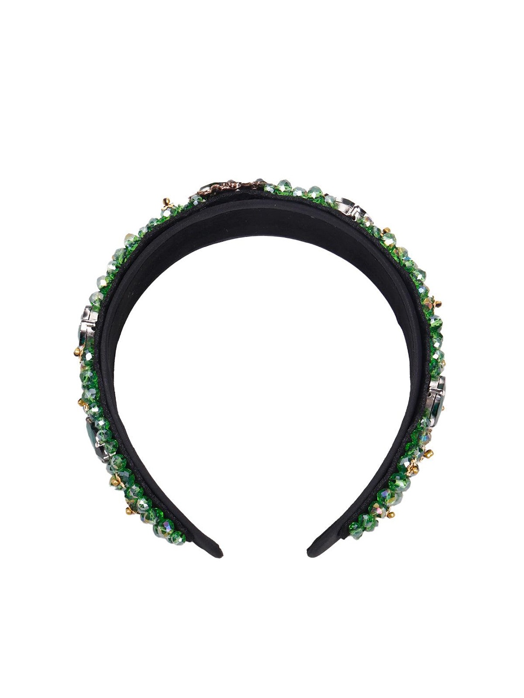 

ODETTE Emerald Studded Embellished Hairband, Green