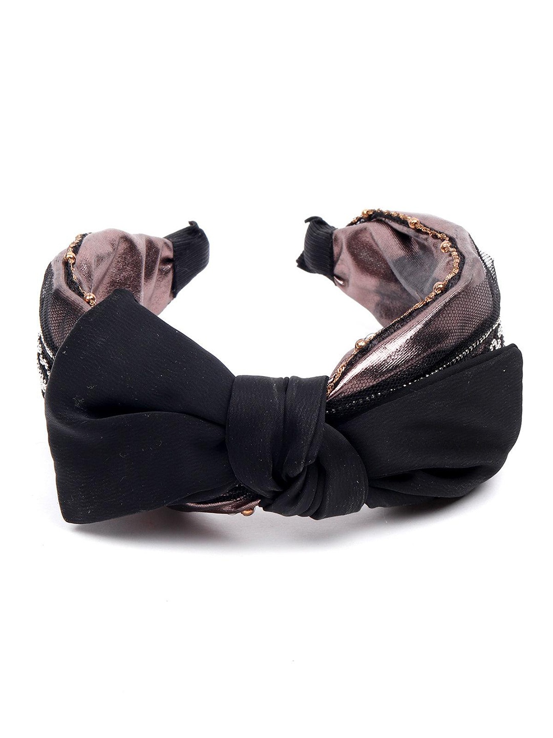 

ODETTE Embellished Hairband With A Bow, Brown