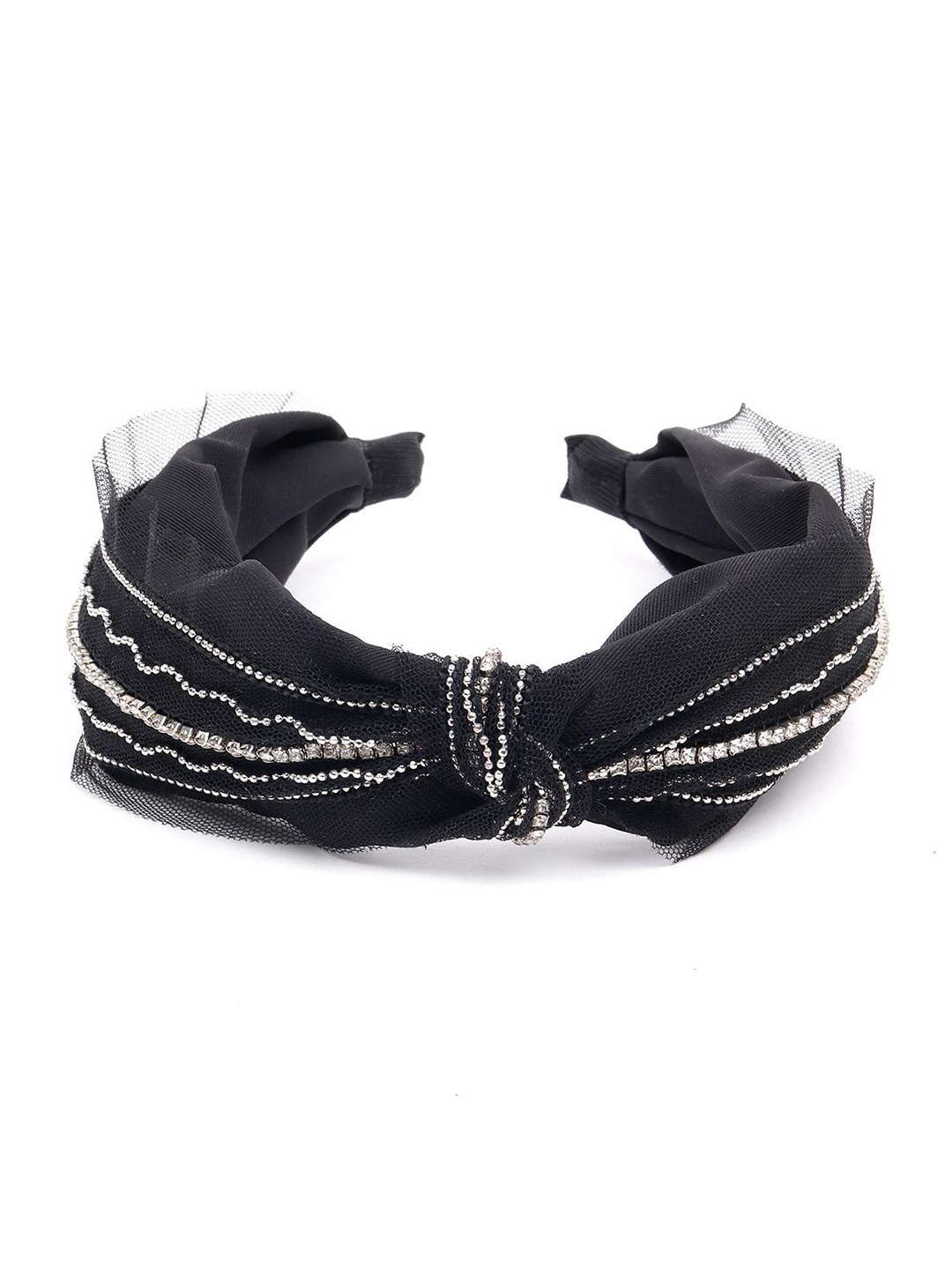 

ODETTE Embellished Net Hairband, Black