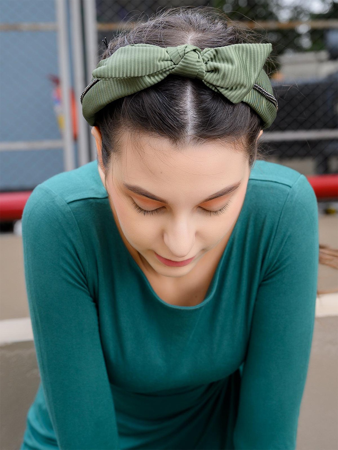 

ODETTE Beaded Hairband, Green