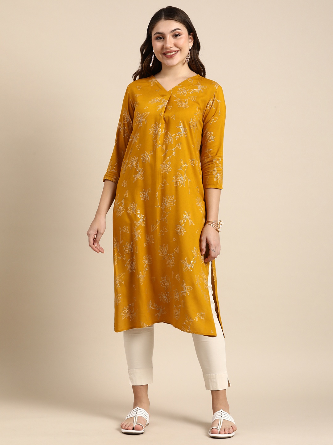 

Anouk Floral Printed Kurta, Mustard