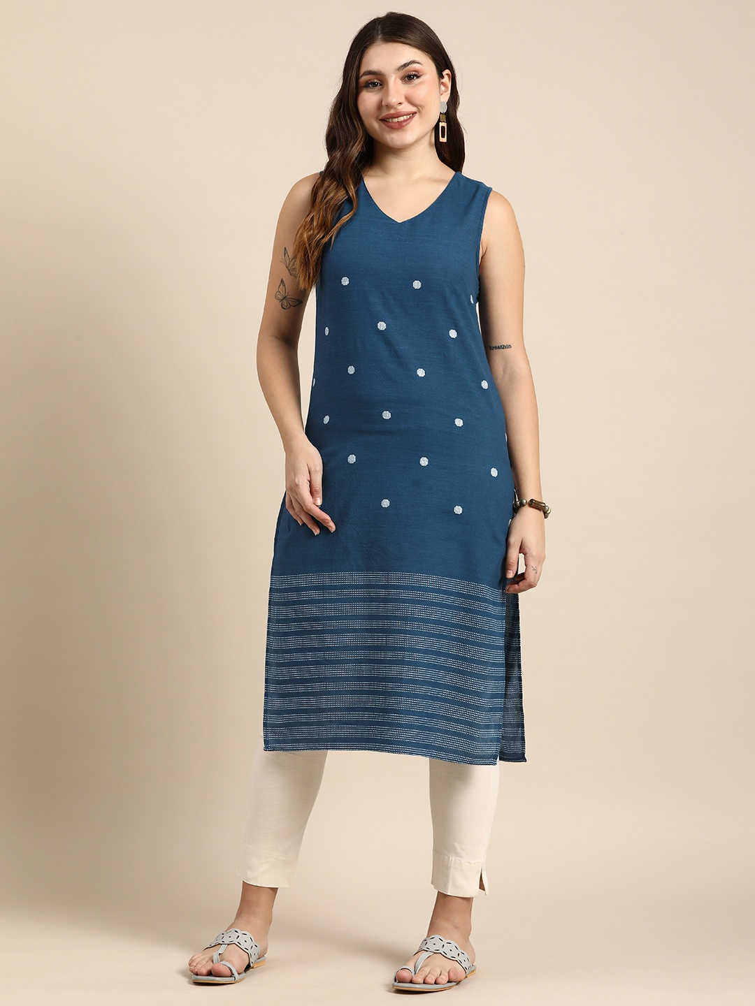 

Anouk Woven Design Dobby Pure Cotton Kurta, Blue