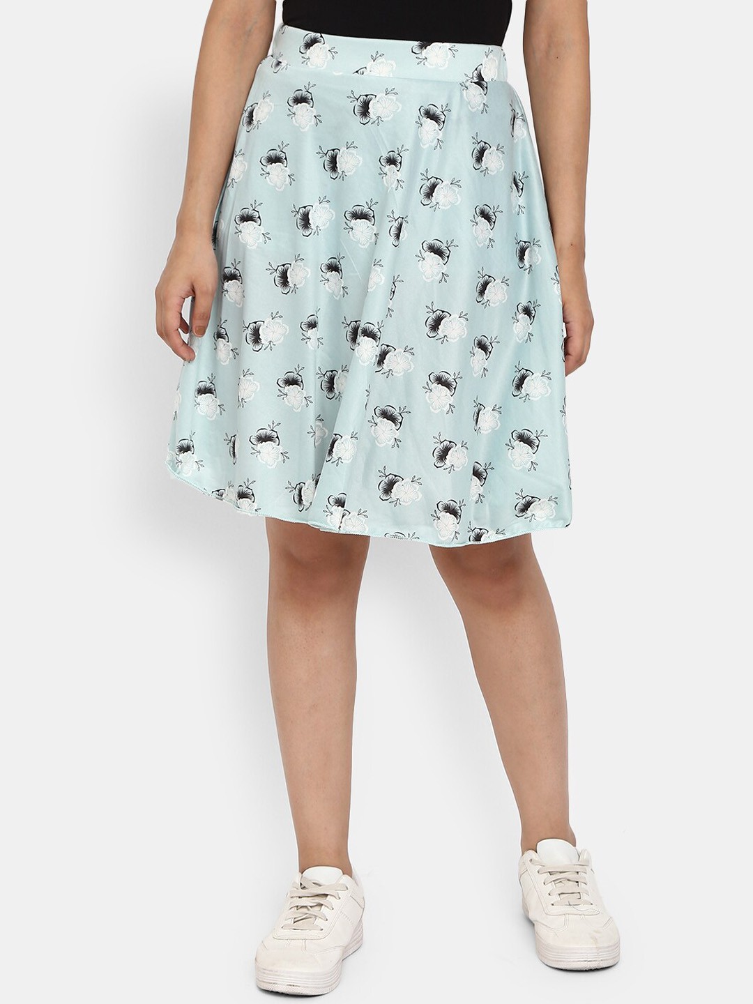 

V-Mart Floral Printed Flared Skirt, Green