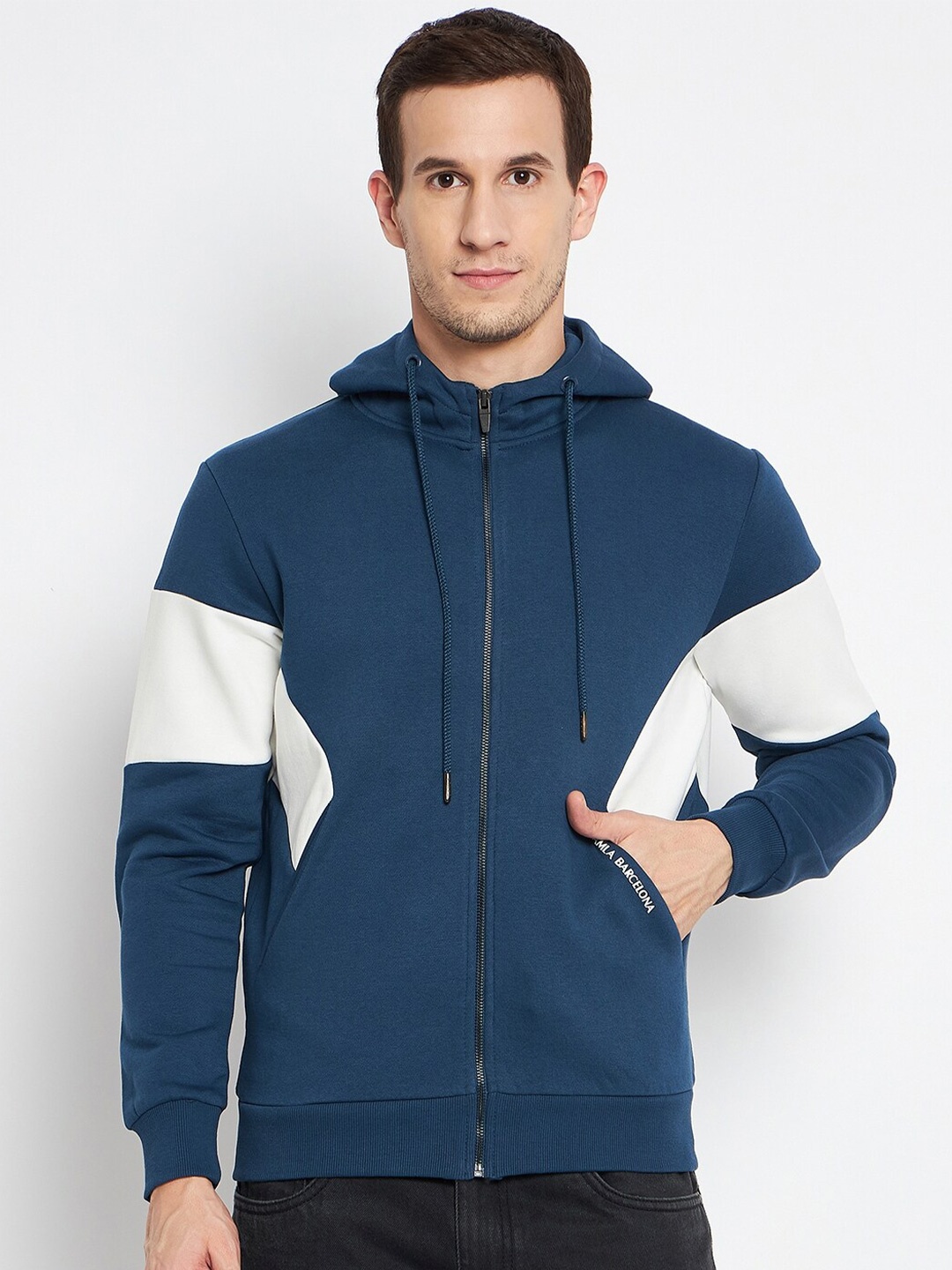 

CAMLA Colourblocked Hooded Cotton Sweatshirt, Blue