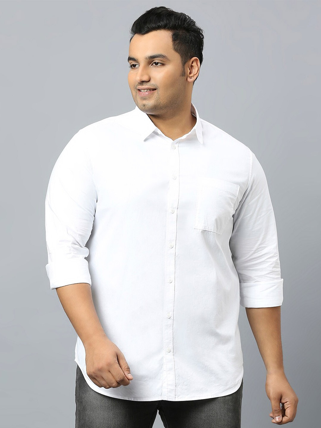 

Sztori Plus Size Classic Casual Pure Cotton Shirt, White