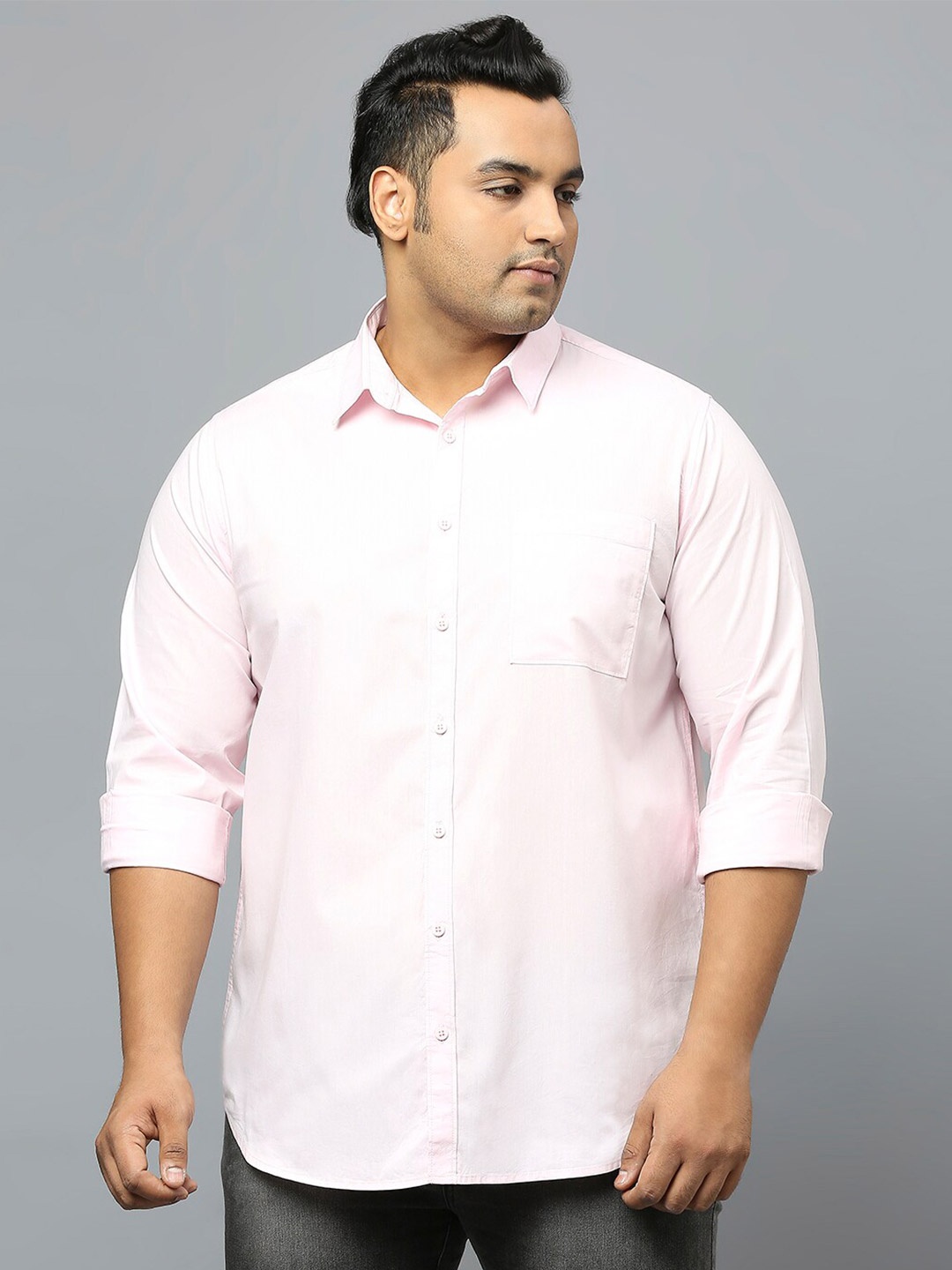 

Sztori Plus Size Classic Opaque Pure Cotton Casual Shirt, Pink