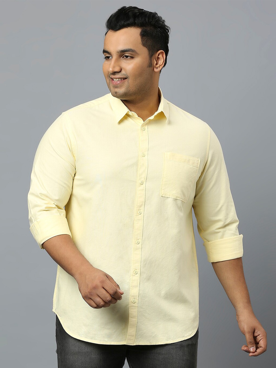 

Sztori Plus Size Classic Oxford Casual Pure Cotton Shirt, Yellow