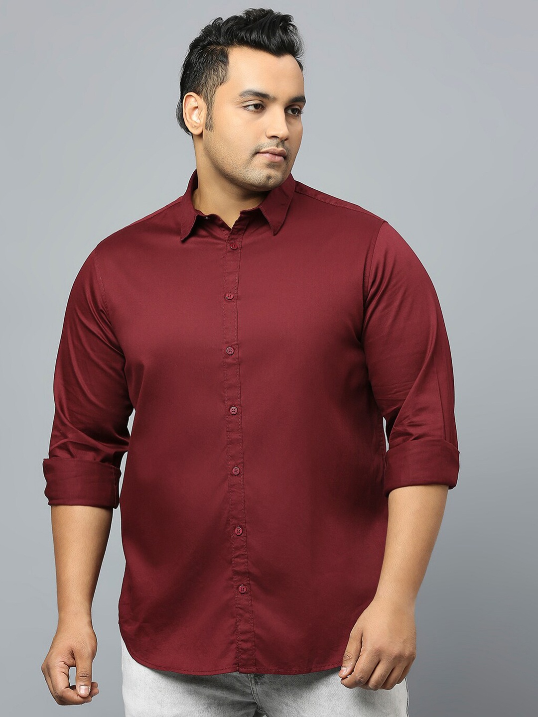 

Sztori Plus Size Classic Casual Pure Cotton Shirt, Maroon