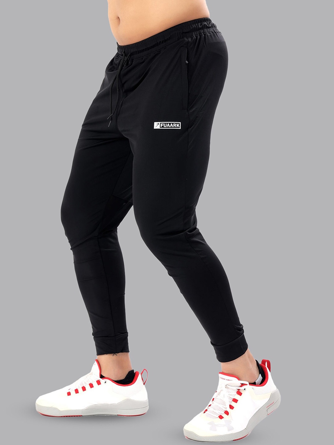 

FUAARK Men Slim Fit Mid-Rise Anti Odour Sports Joggers, Black
