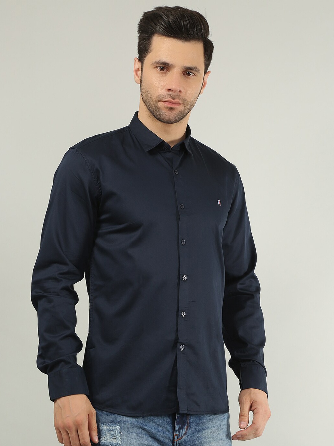 

TIM PARIS Comfort Casual Cotton Shirt, Navy blue