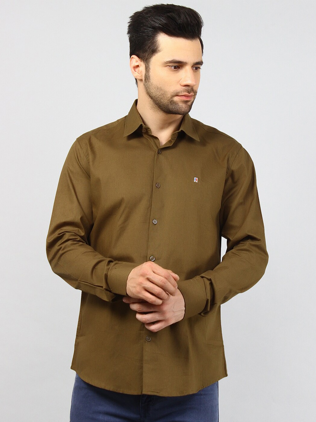 

TIM PARIS Comfort Casual Cotton Shirt, Olive