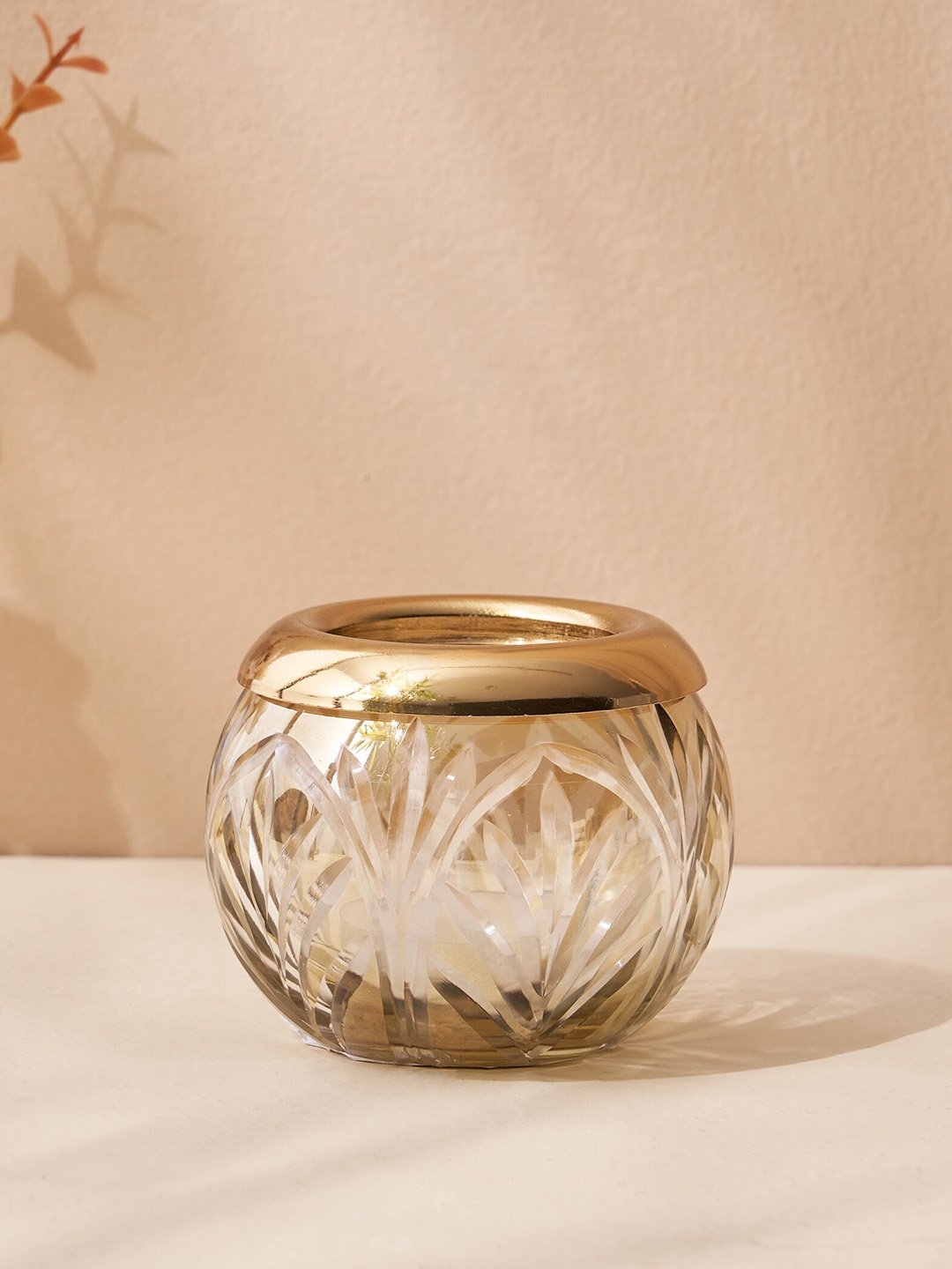 

Home Centre Hoovu Gold-Toned Amiel White Textured T-light Holder