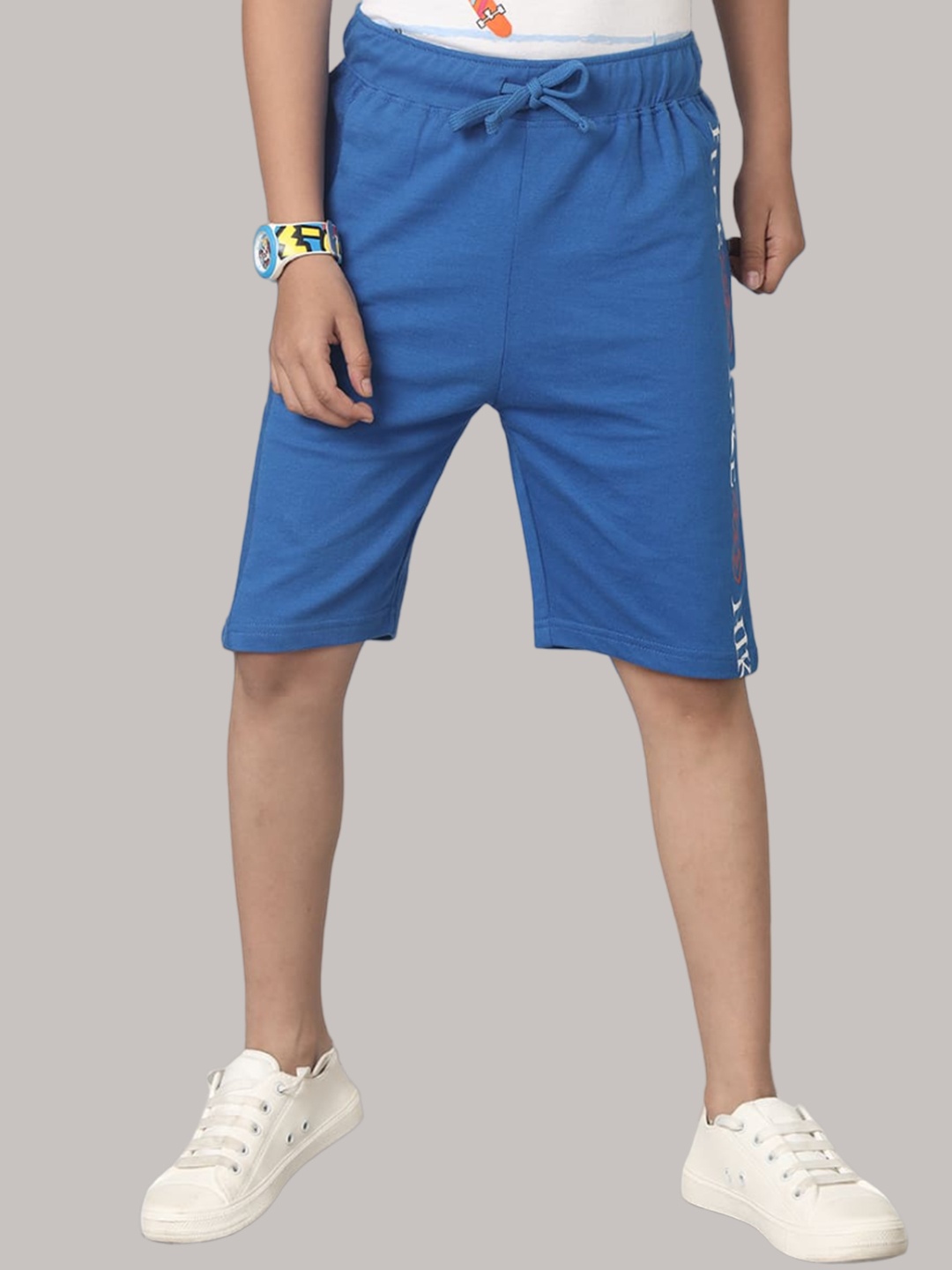 

UNDER FOURTEEN ONLY Boys Cotton Mid-Rise Shorts, Blue