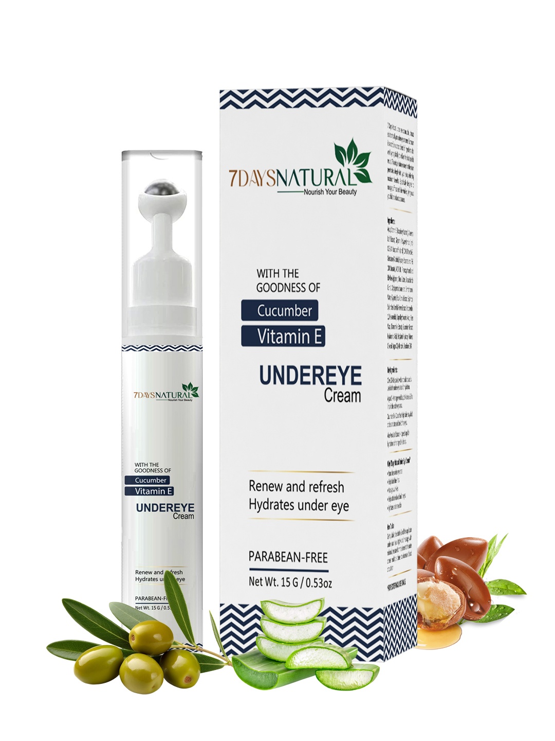 

7 DAYS Under Eye Vitamin E Lightening Roll On Cream - 15g, White