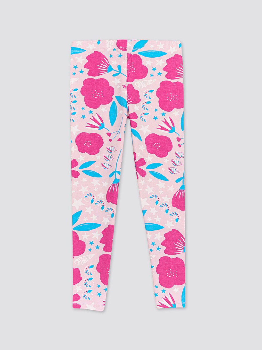 

H By Hamleys Girls Floral Printed Cotton Mid-Rise Leggings, Pink