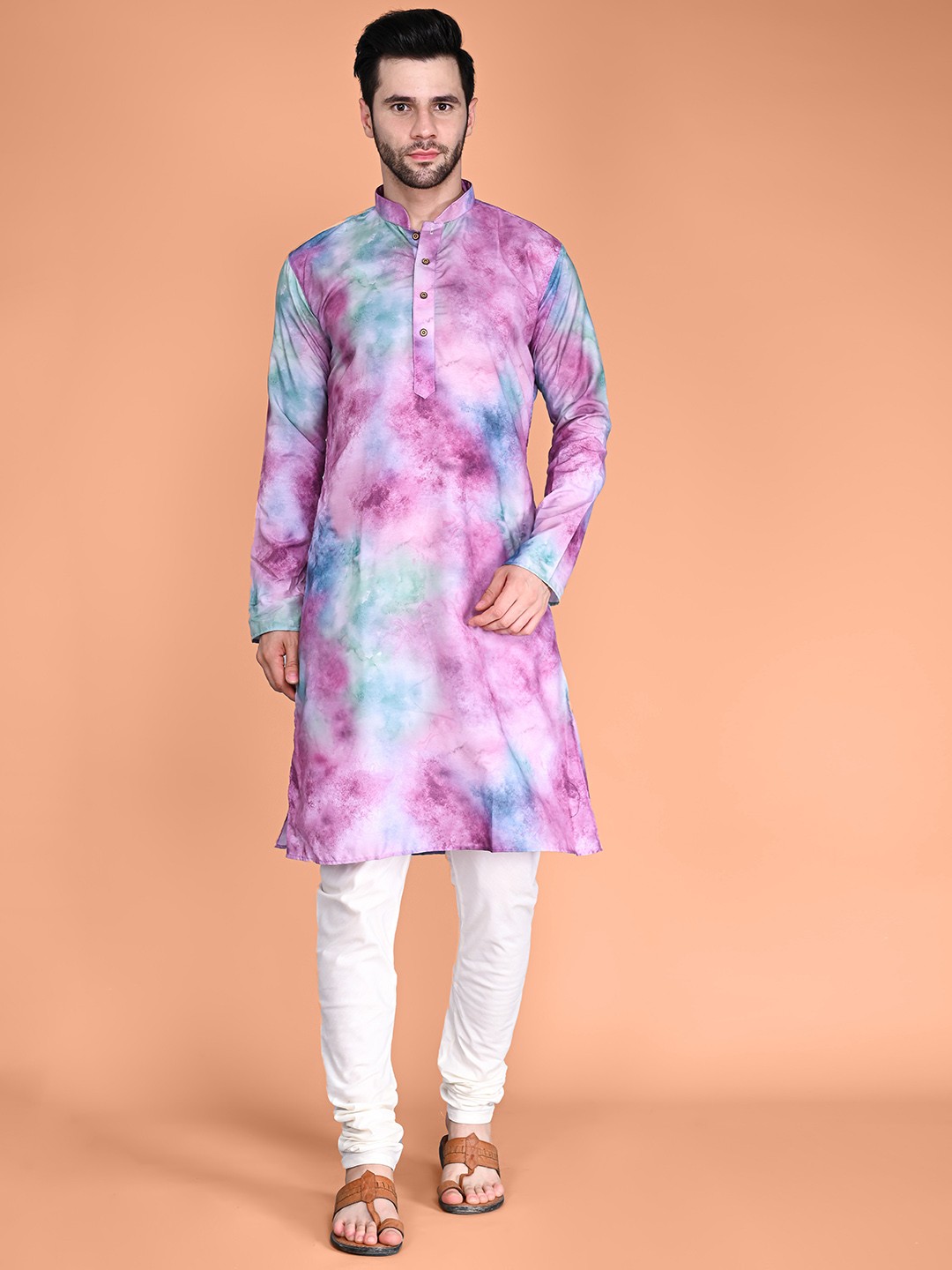 

VESHAM Tie & Dyed Kurta with Churidar, Violet