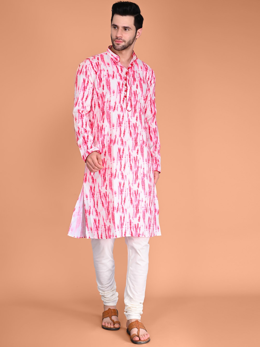 

VESHAM Tie & Dye Regular Kurta With Pyjamas, Pink