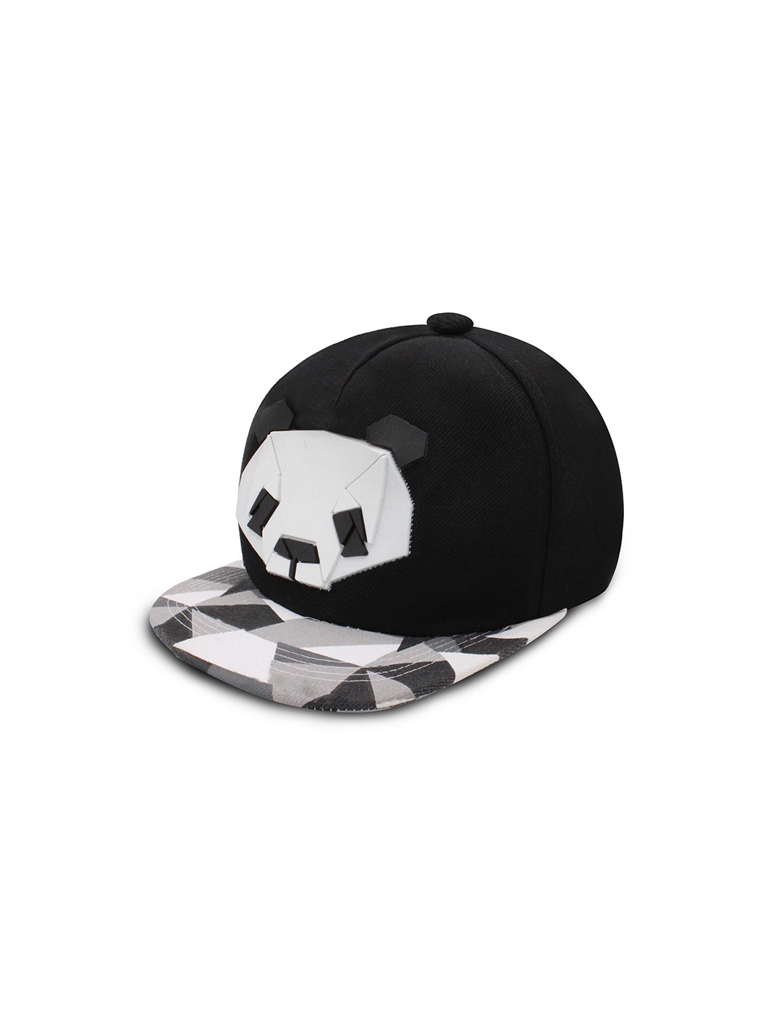 

JENNA Unisex Self Design Adjustable Snapback Cap With Flat Brim, Black
