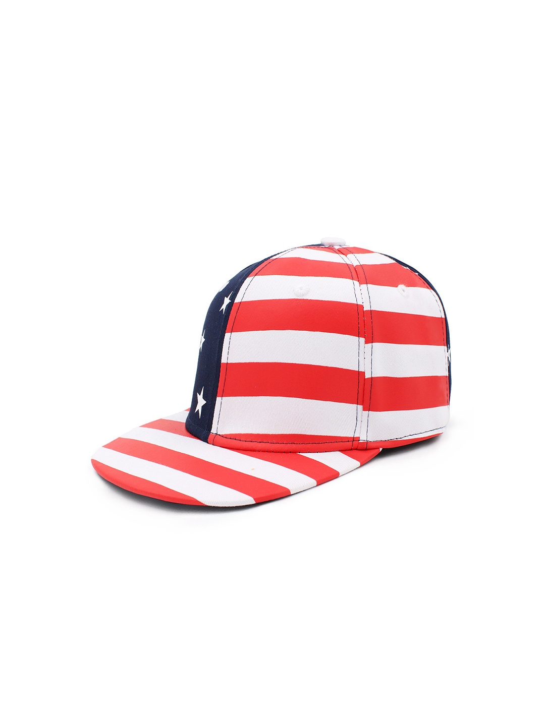 

JENNA Striped Snapback Cap, Red