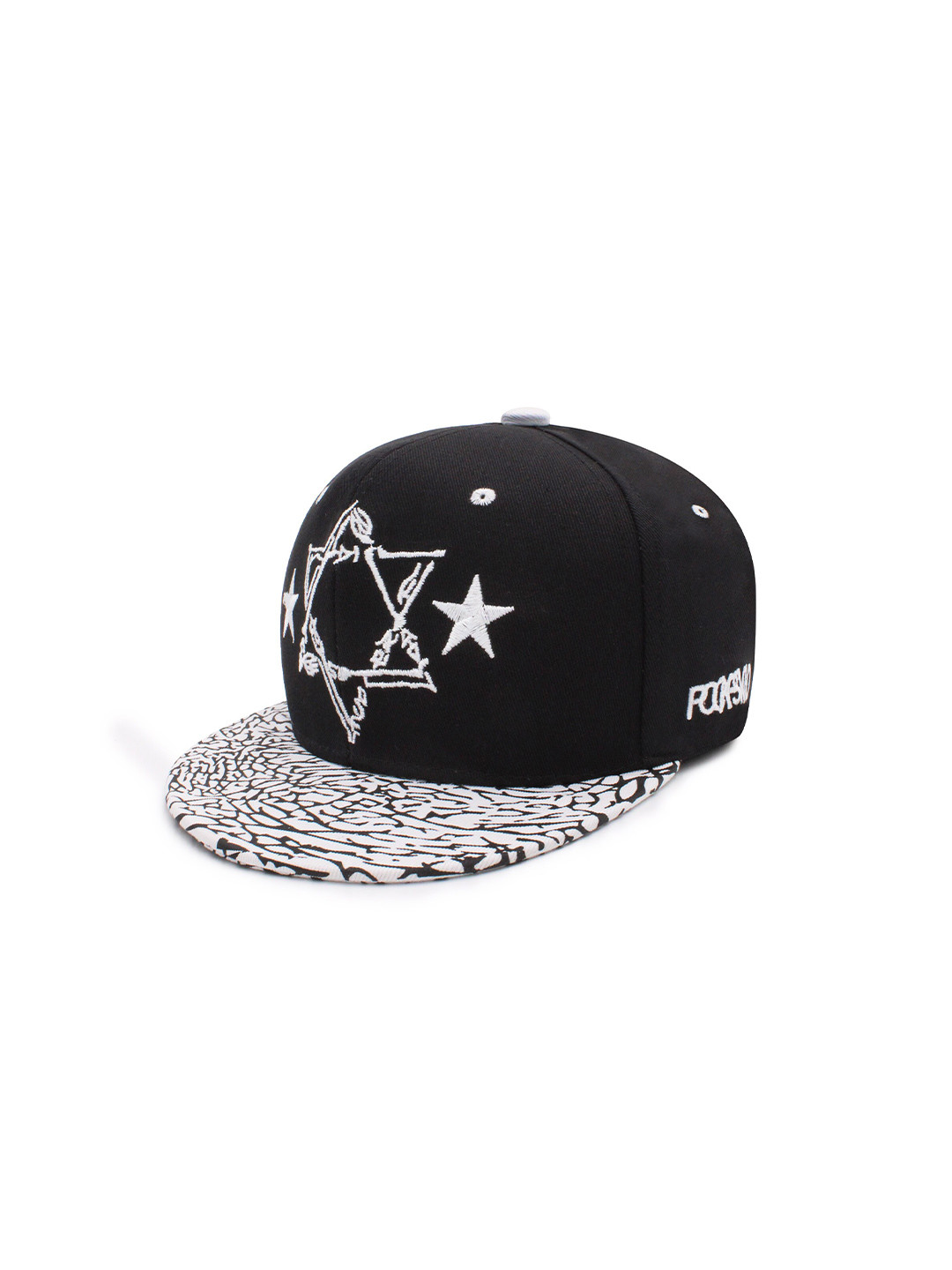 

JENNA Printed Snapback Cap, Black