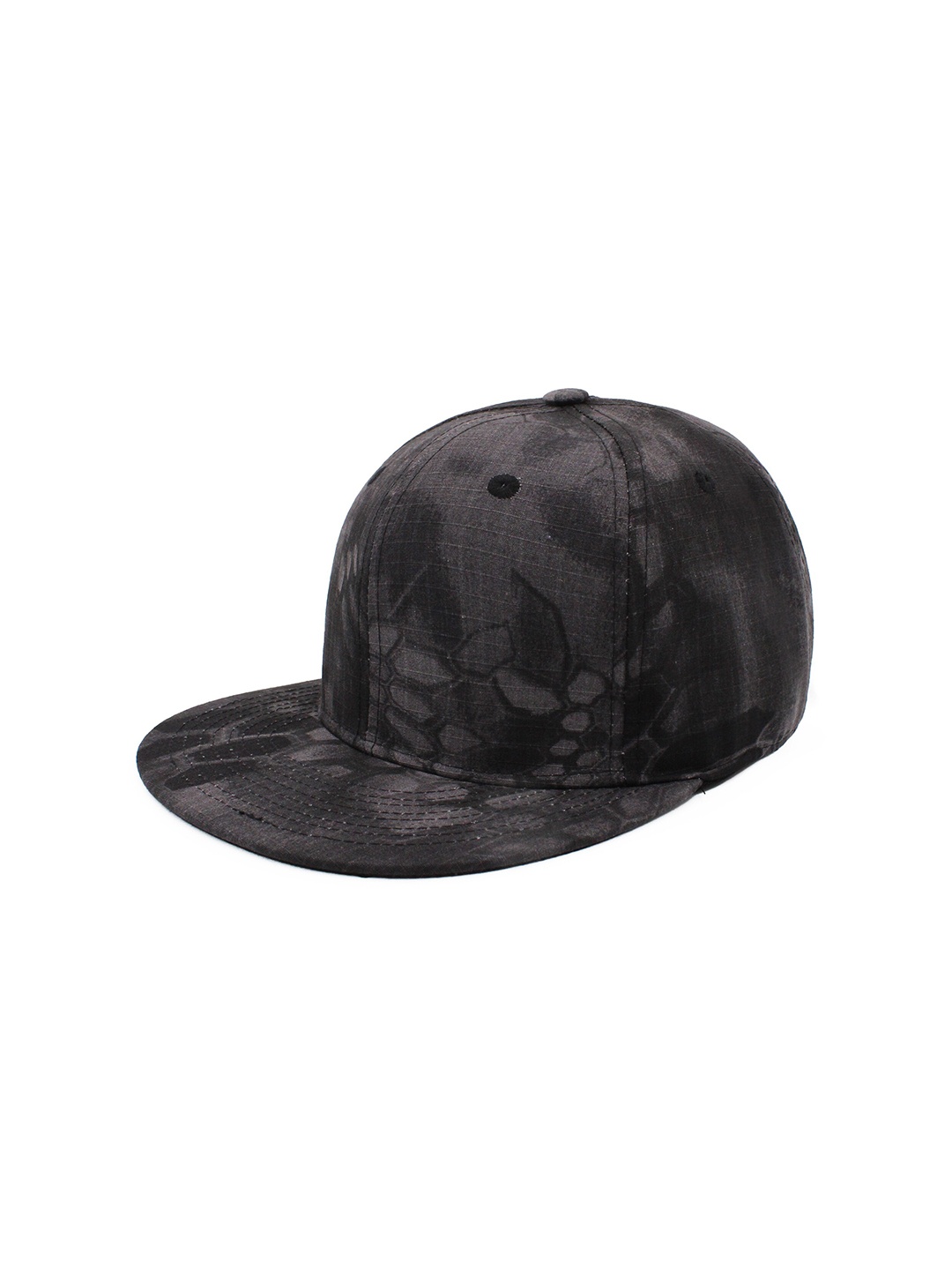 

JENNA Unisex Printed Adjustable Snapback Cap With Flat Brim, Black