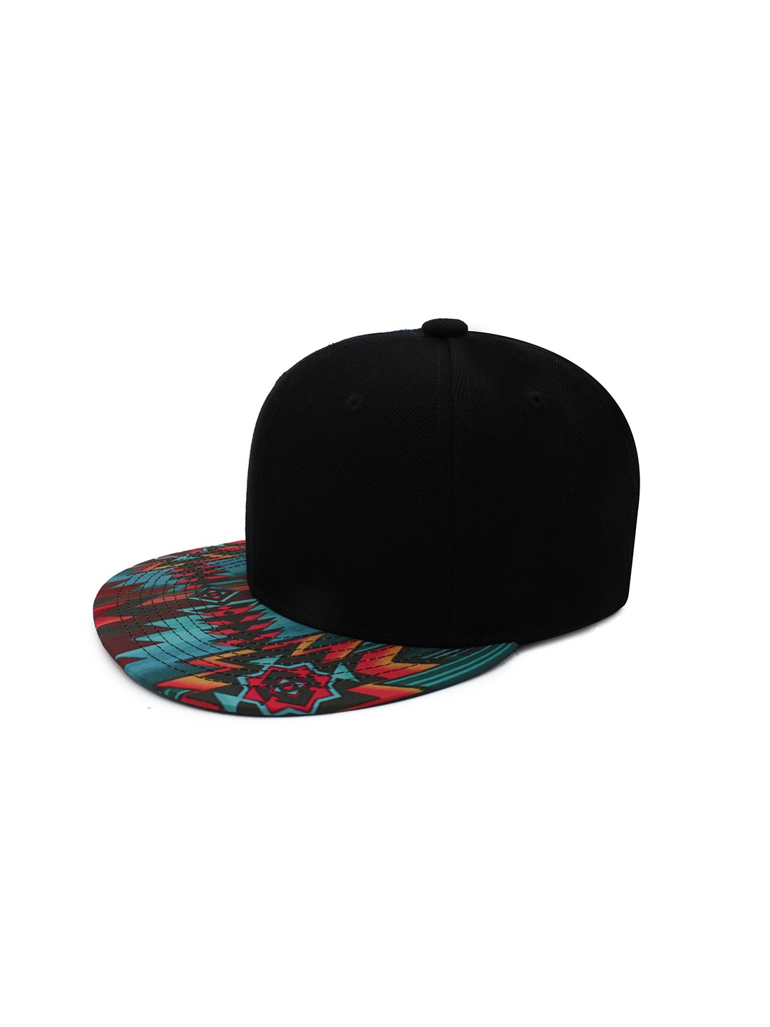 

JENNA Unisex Printed Adjustable Snapback Cap With Flat Brim, Black