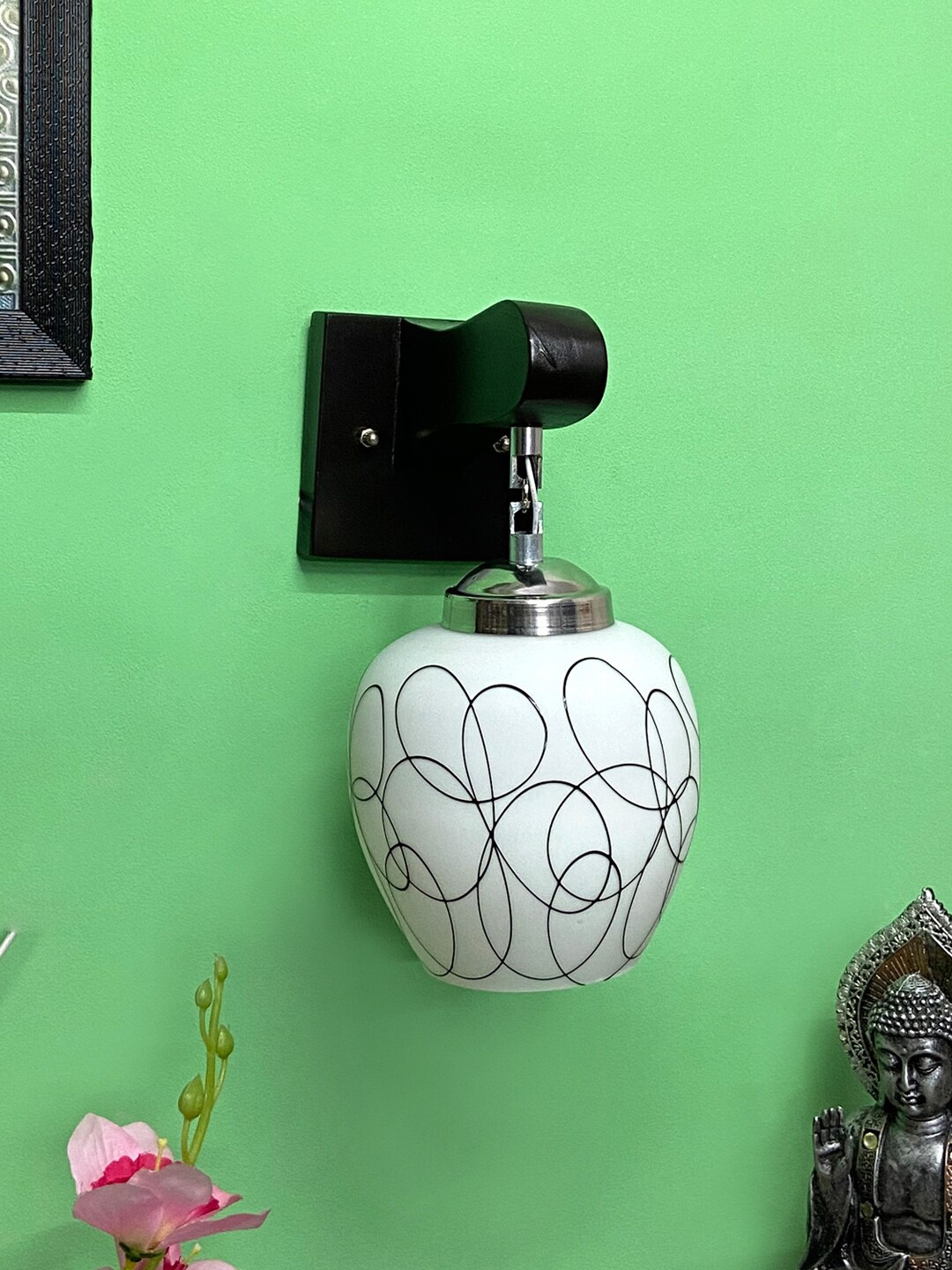 

foziq White & Black Printed Glass Wall Lamps