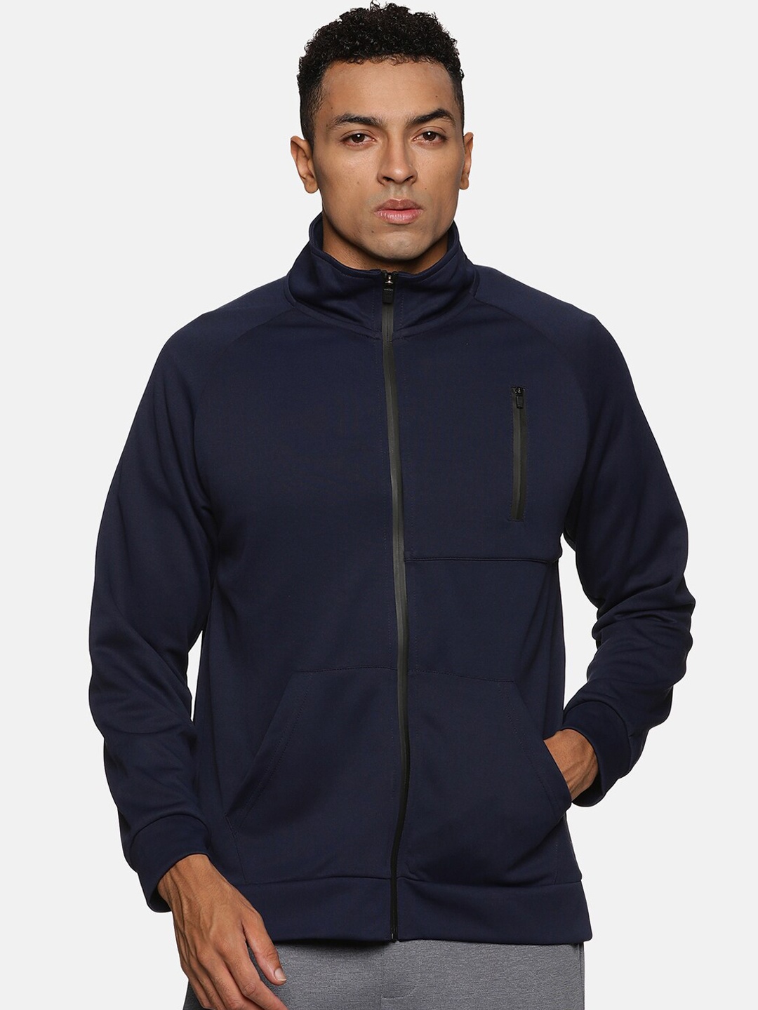 

VS by Sehwag Mock Collar Reversible Antimicrobial Sports Jacket, Navy blue