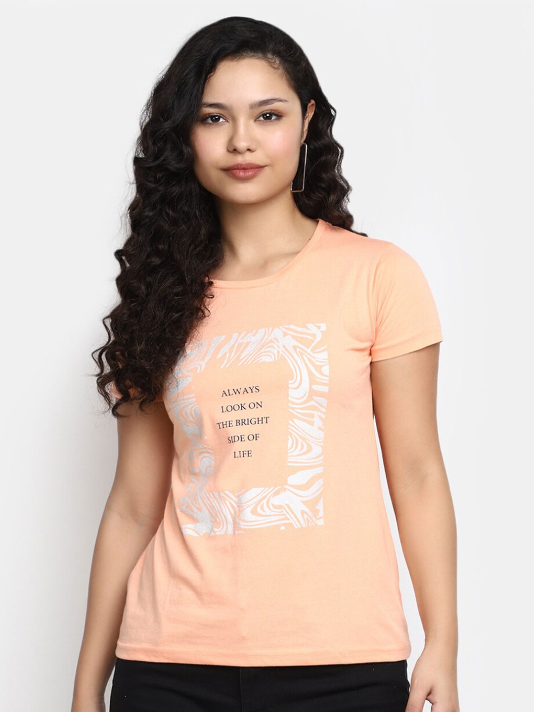 

V-Mart Typography Printed Cotton T-shirt, Pink