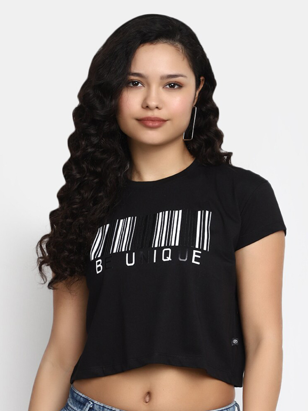 

V-Mart Typography Printed Cotton T-shirt, Black