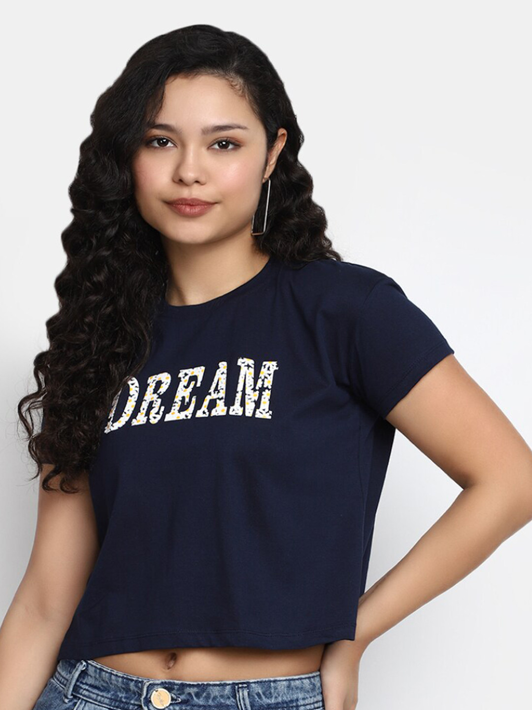

V-Mart Typography Printed Cotton T-shirt, Blue