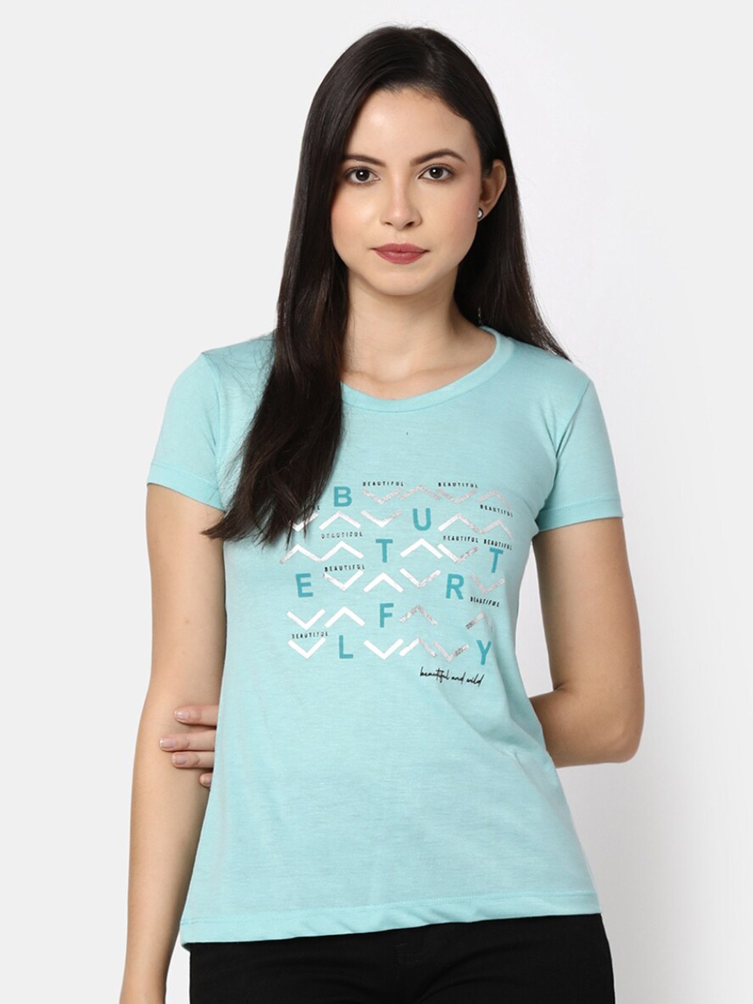 

V-Mart Printed Short Sleeves Cotton T-shirt, Blue