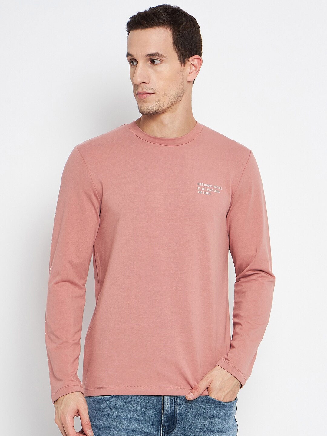 CAMLA Typography Long Sleeves Round Neck T-shirt, Red