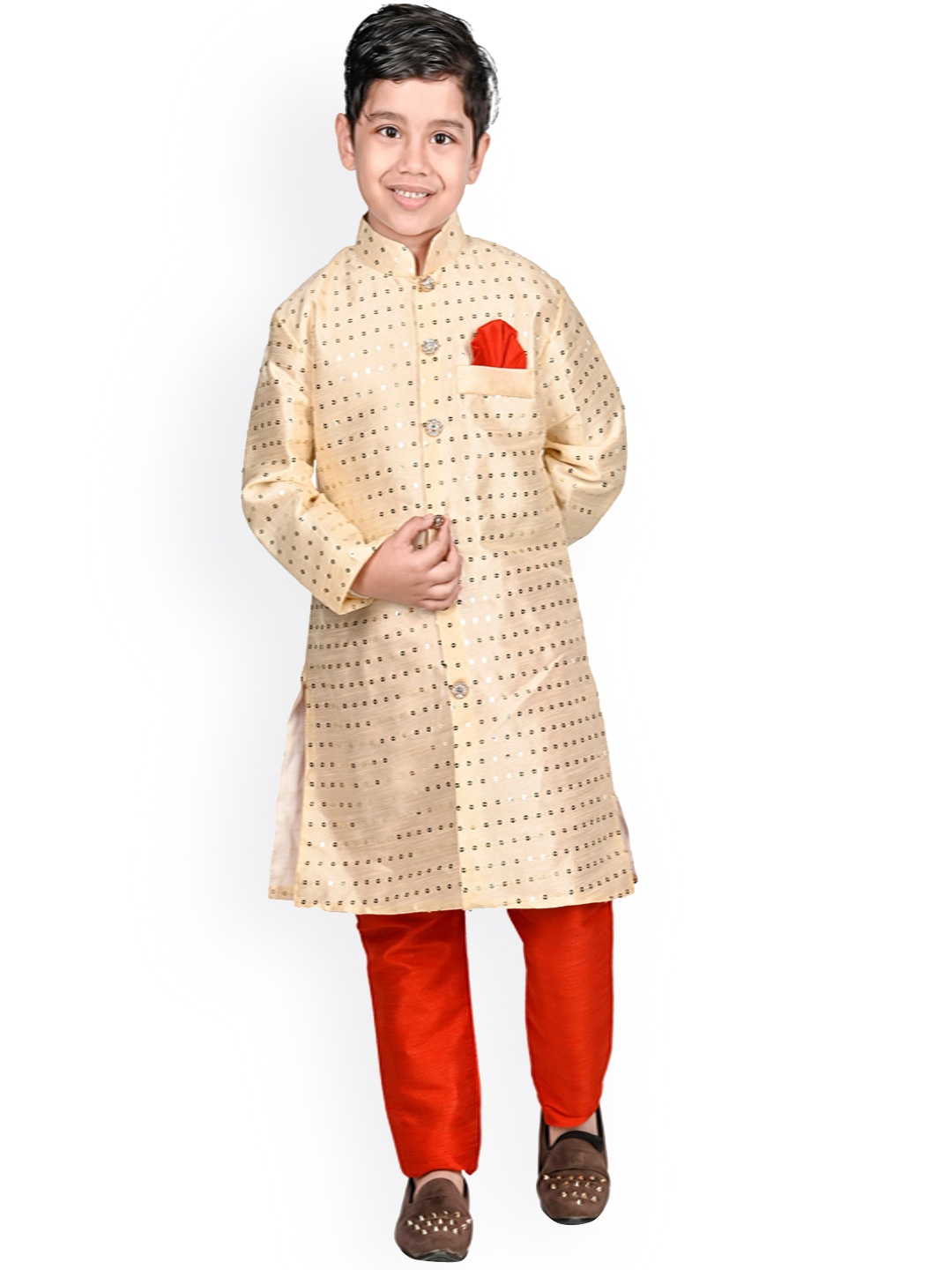 

BAESD Schifli Sherwani with Churidar Trousers, Off white