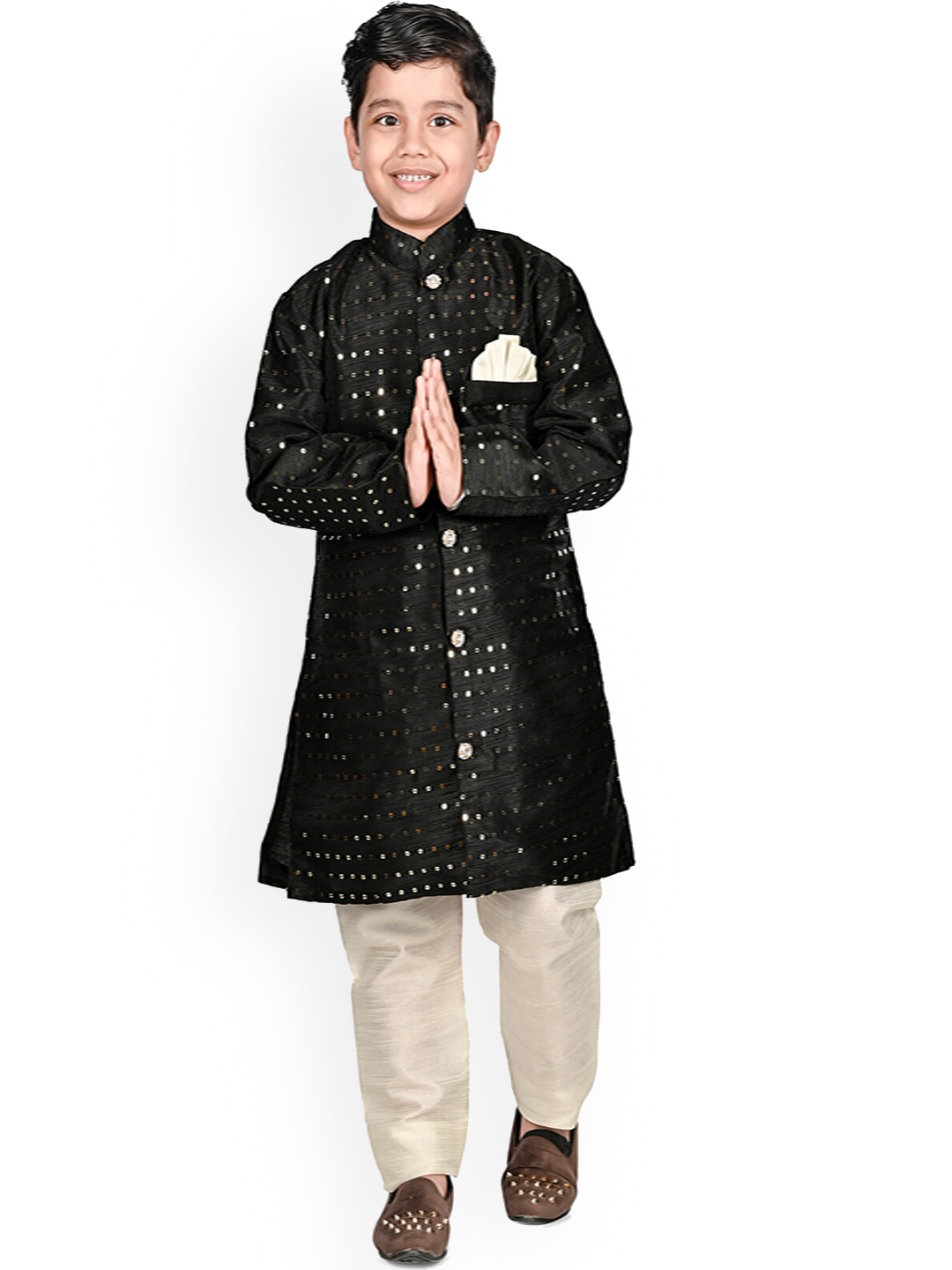 

BAESD Boys Embellished Sherwani Set, Black