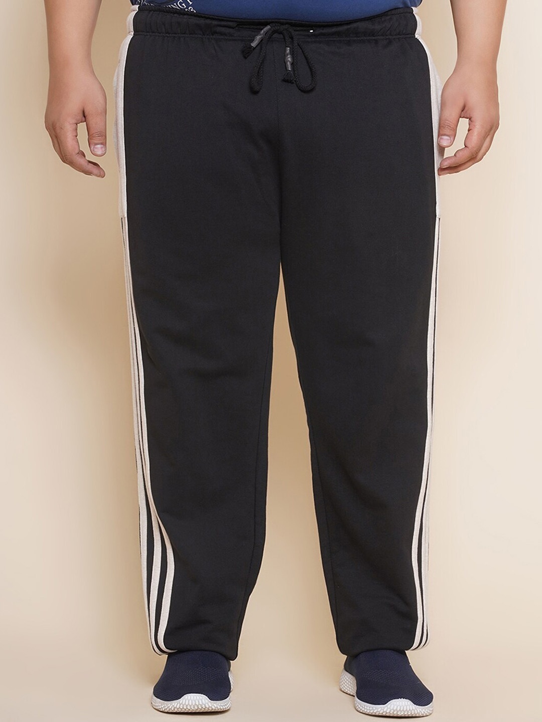 John Pride Plus Size Pure Cotton Track Pants, Black