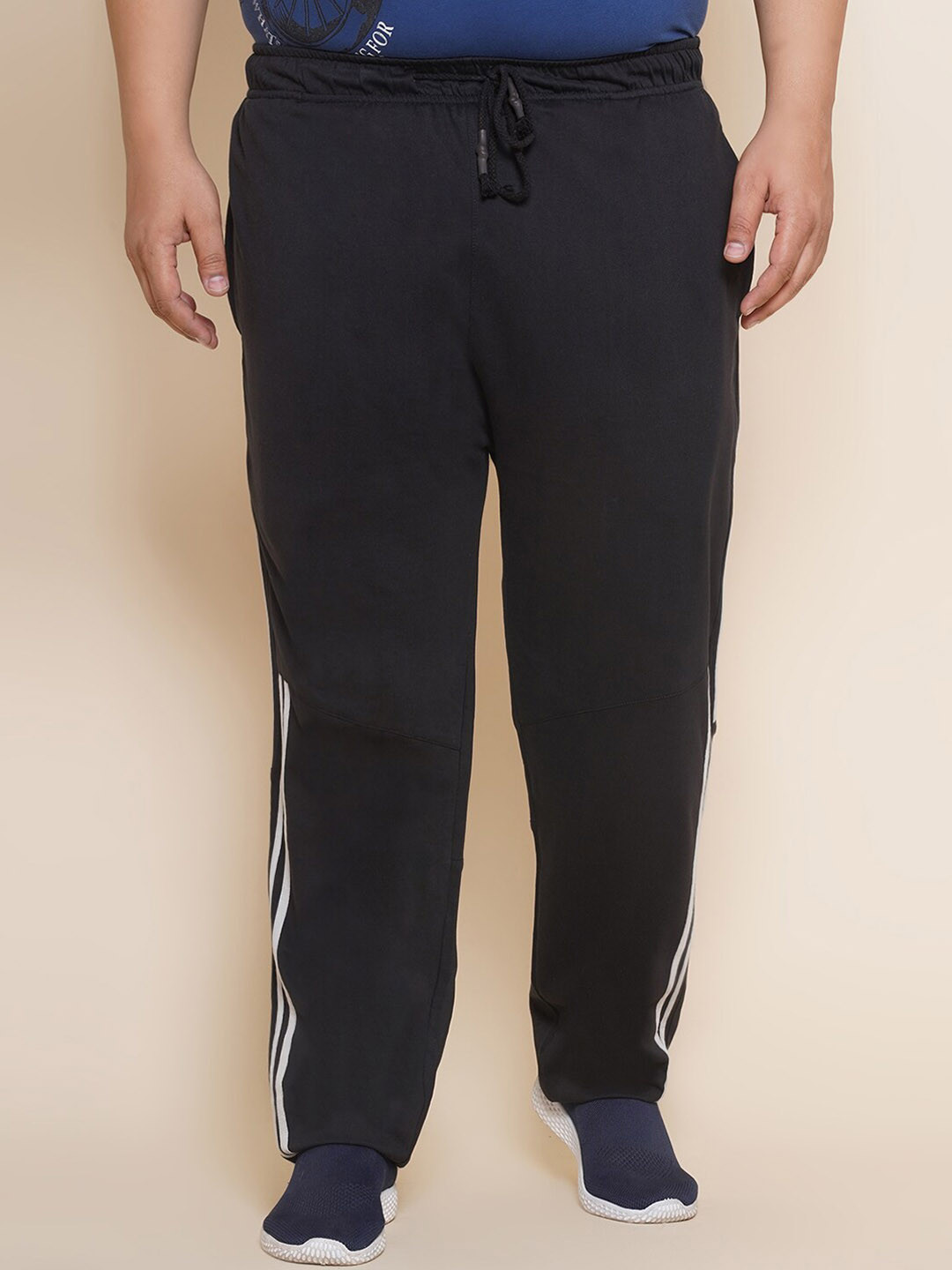 

John Pride Plus Size Pure-Cotton Track Pants, Black