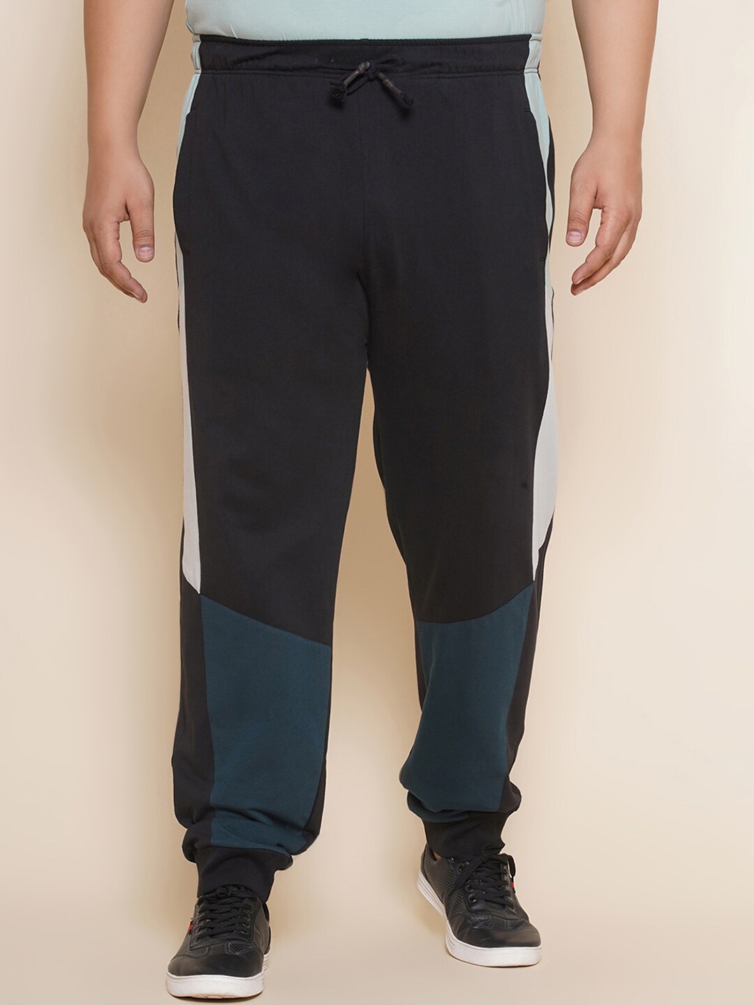 John Pride Plus Size Pure Cotton Joggers, Black
