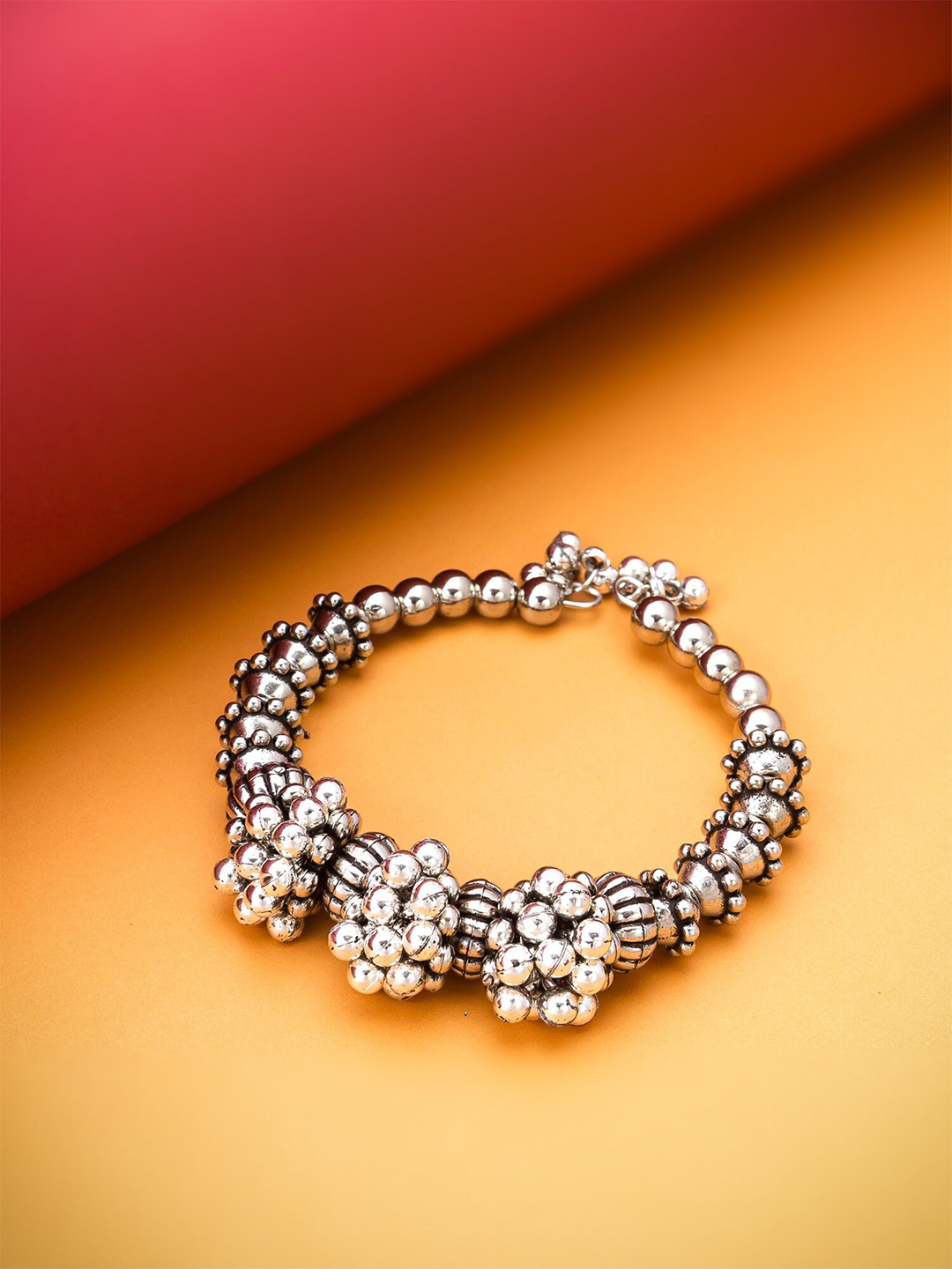 

aadita Silver-Plated Oxidised Cuff Bracelet