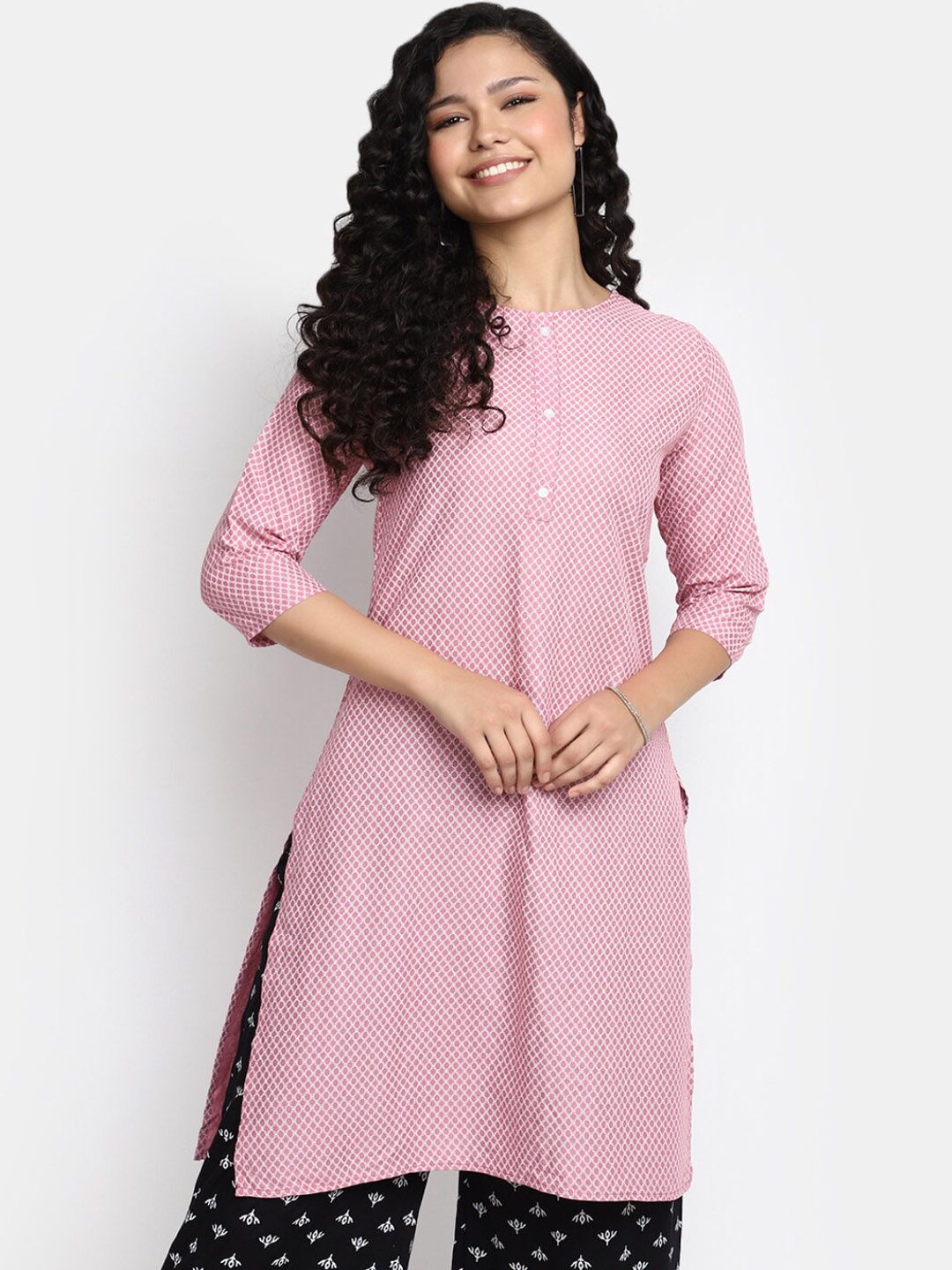 

V-Mart Ethnic Motifs Printed Kurta, Pink