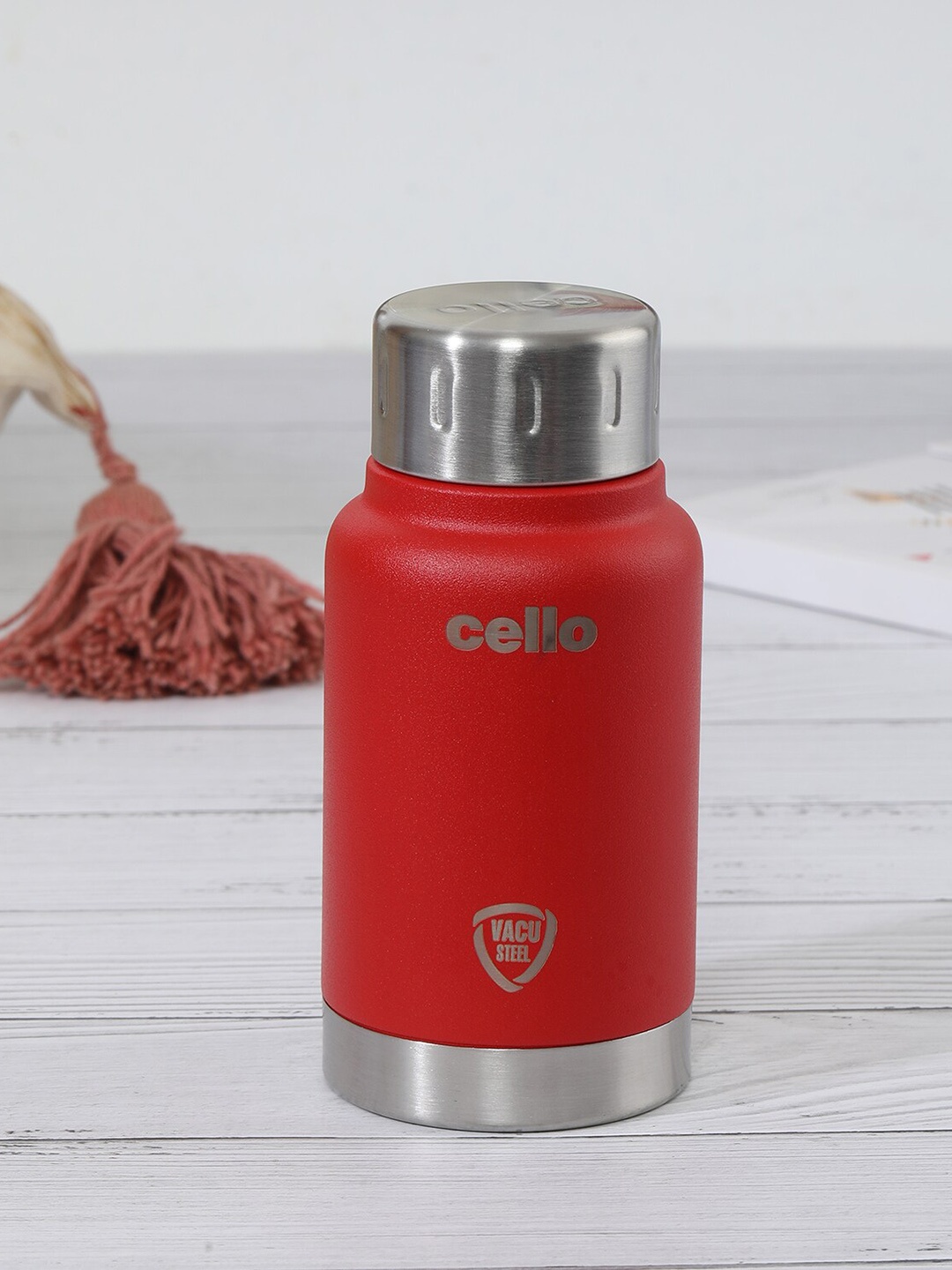 

Cello Duro Top Red Printed Stainless Steel Water Bottle - 180 ML