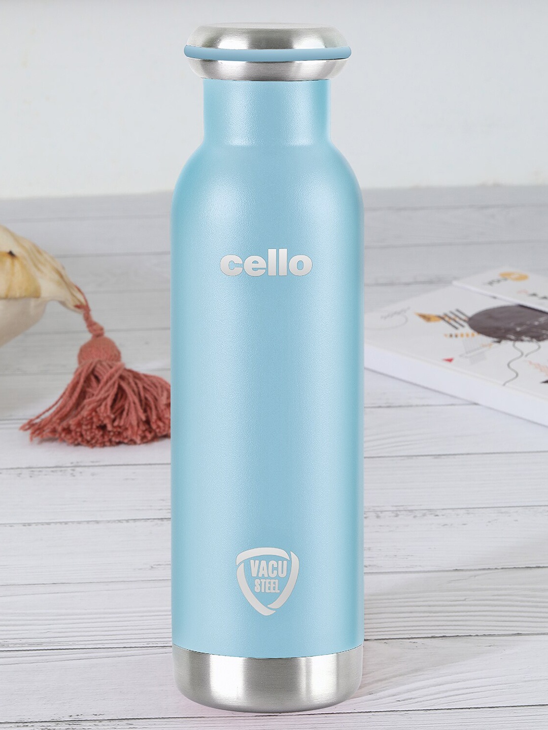 

Cello Duro Sip Set of 1 Blue Double Walled Stainless Steel Flask with Dtp Coating-900ml
