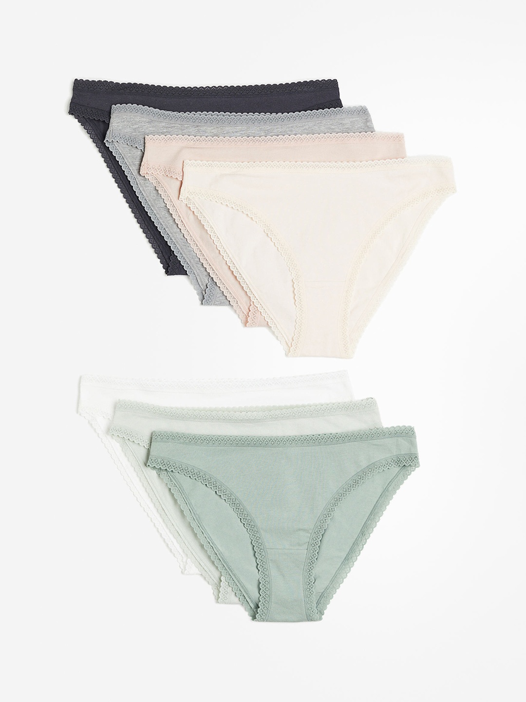 

H&M 7-Pack Cotton Jersey Bikini Briefs, Green