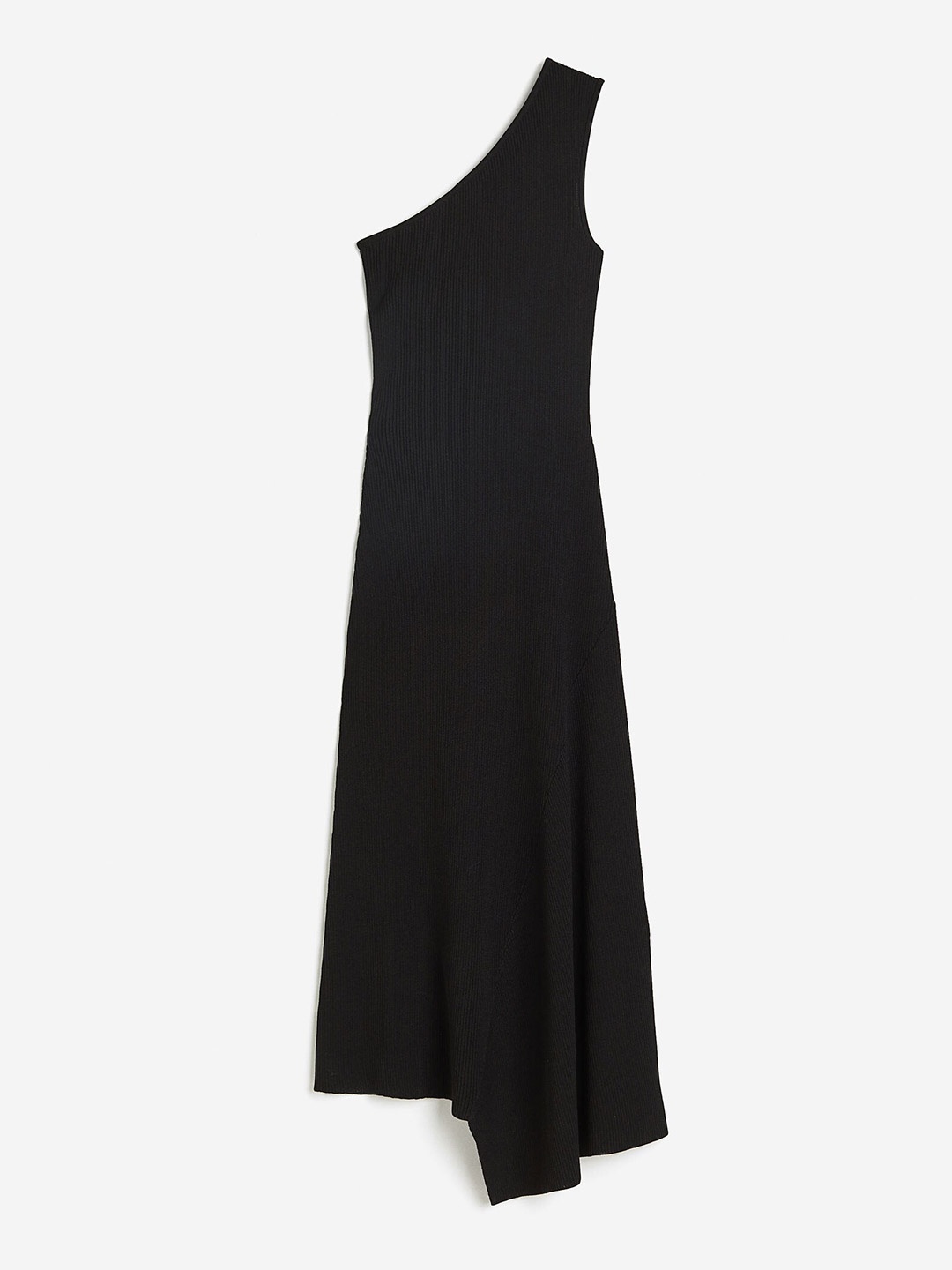 

H&M Women Rib-Knit One-Shoulder Dress, Black