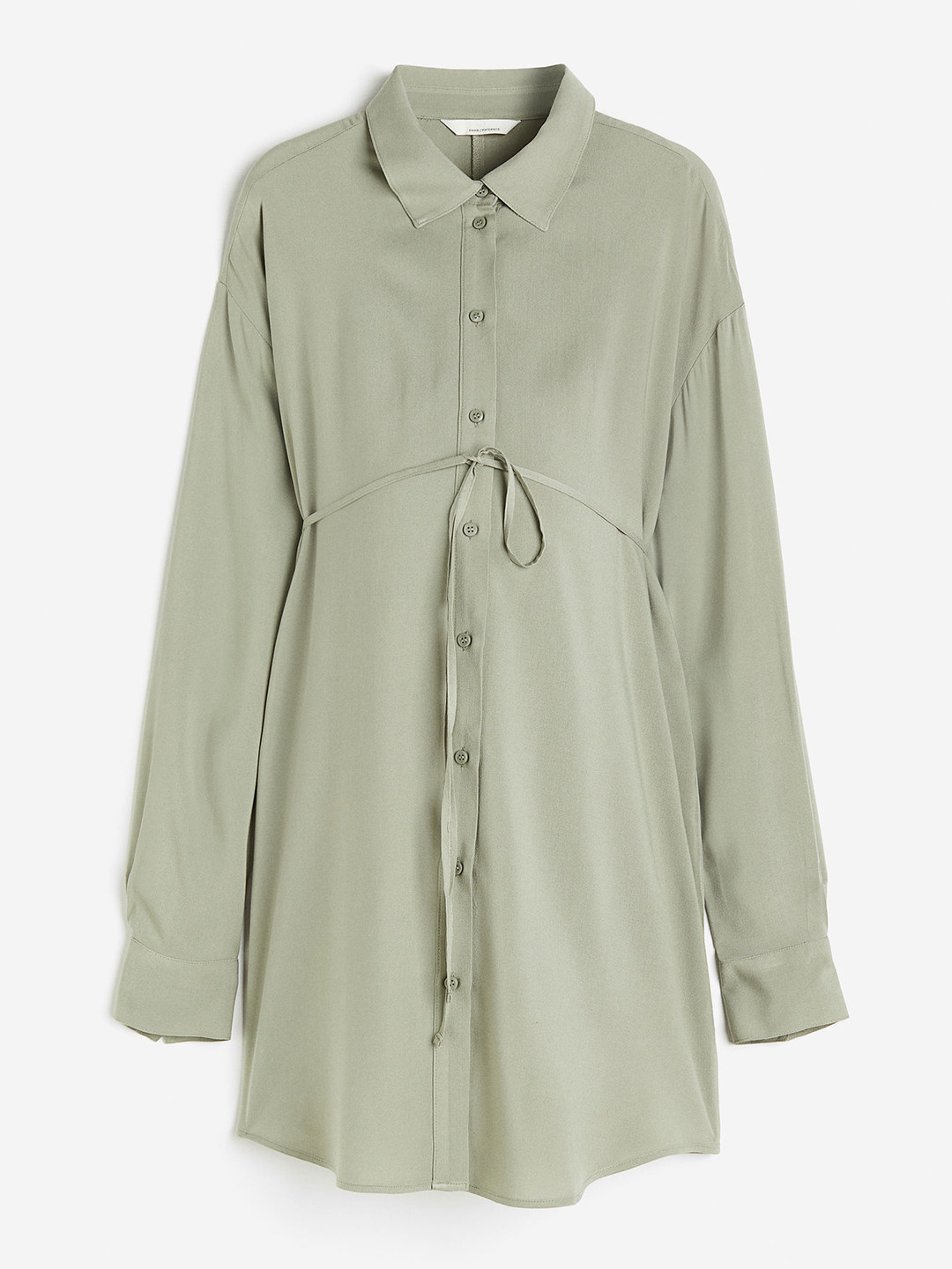 

H&M Women MAMA Tie-Belt Shirt, Green