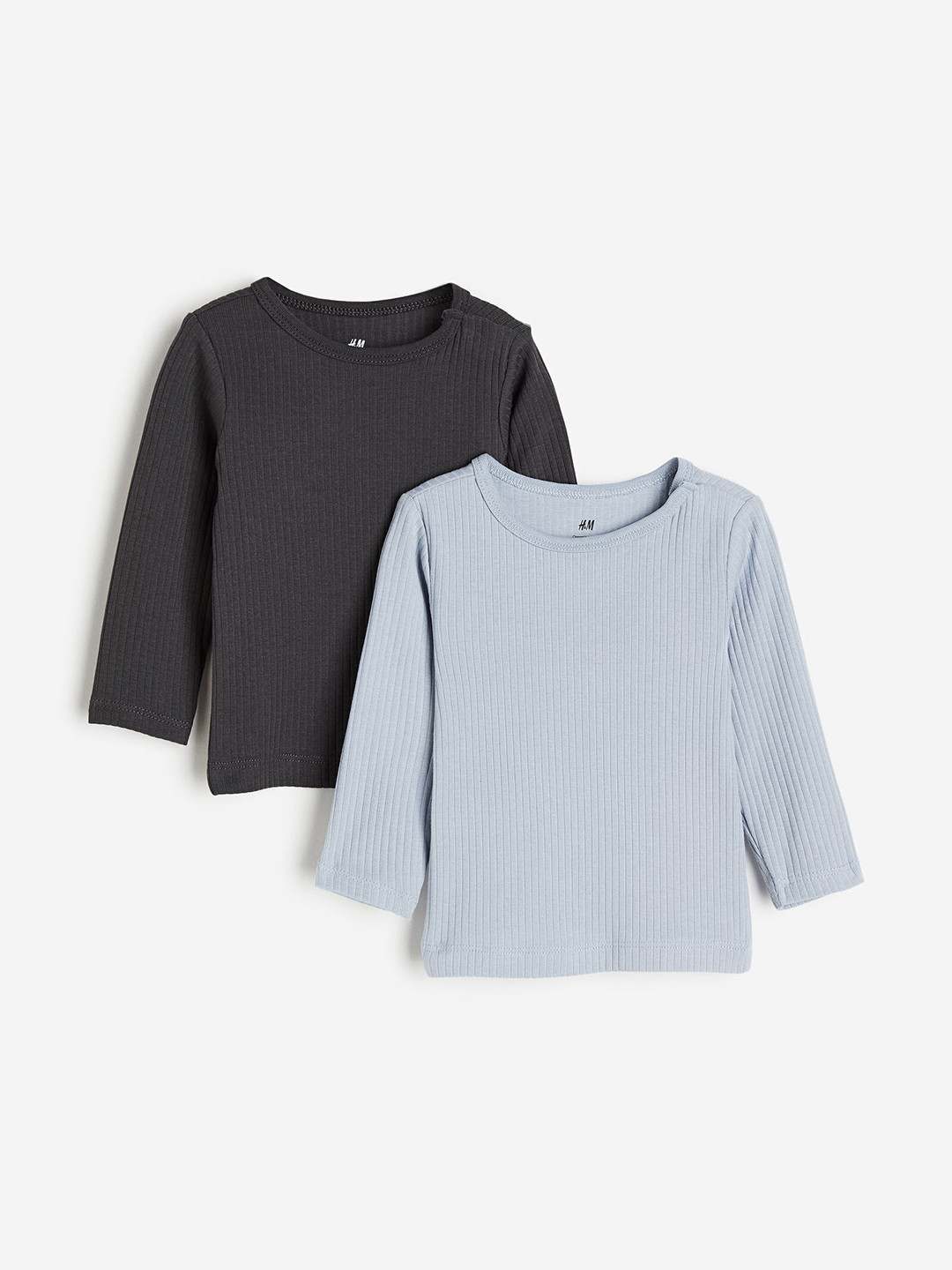 

H&M Boys 2-Pack Ribbed Jersey Tops, Blue